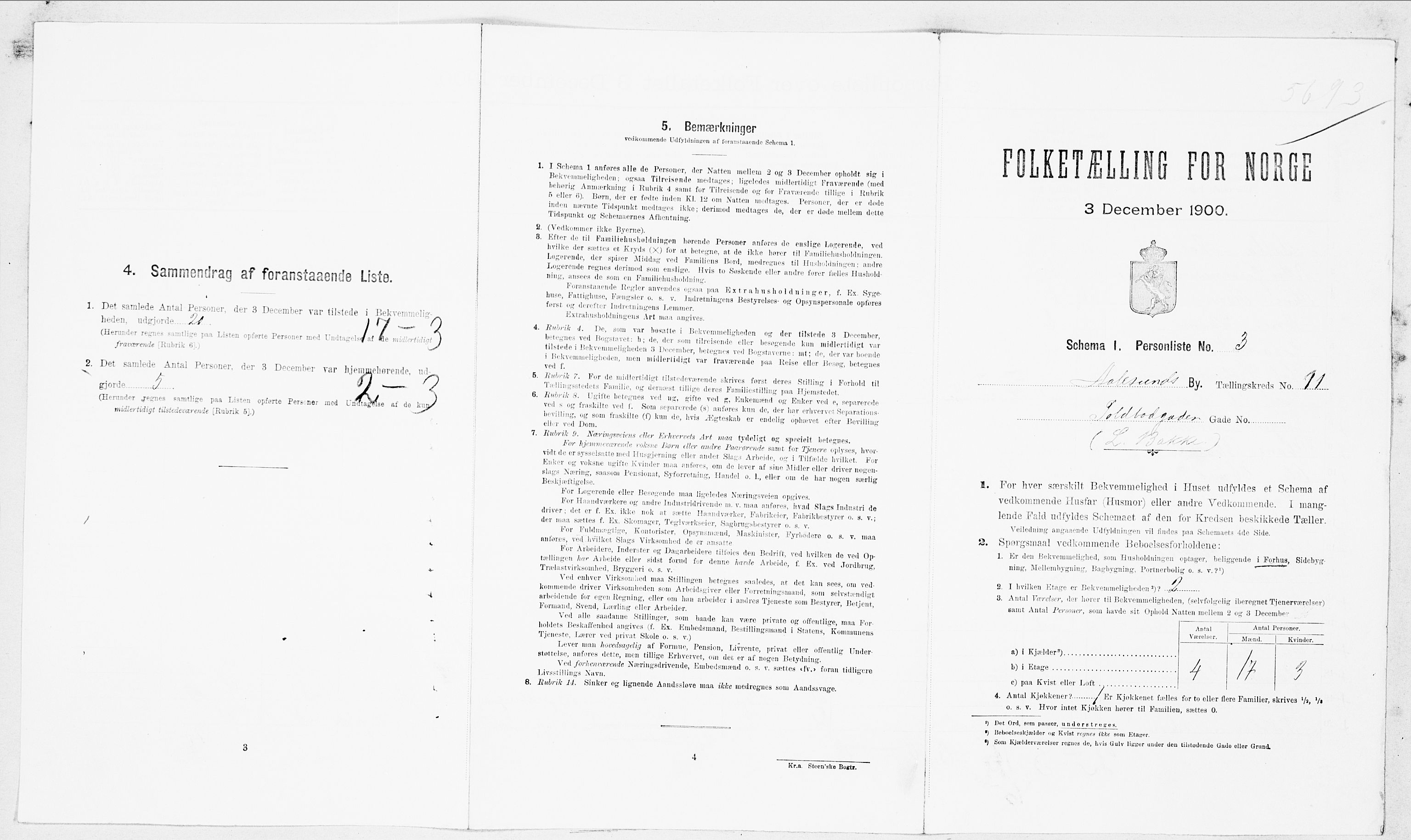 SAT, 1900 census for Ålesund, 1900, p. 2833