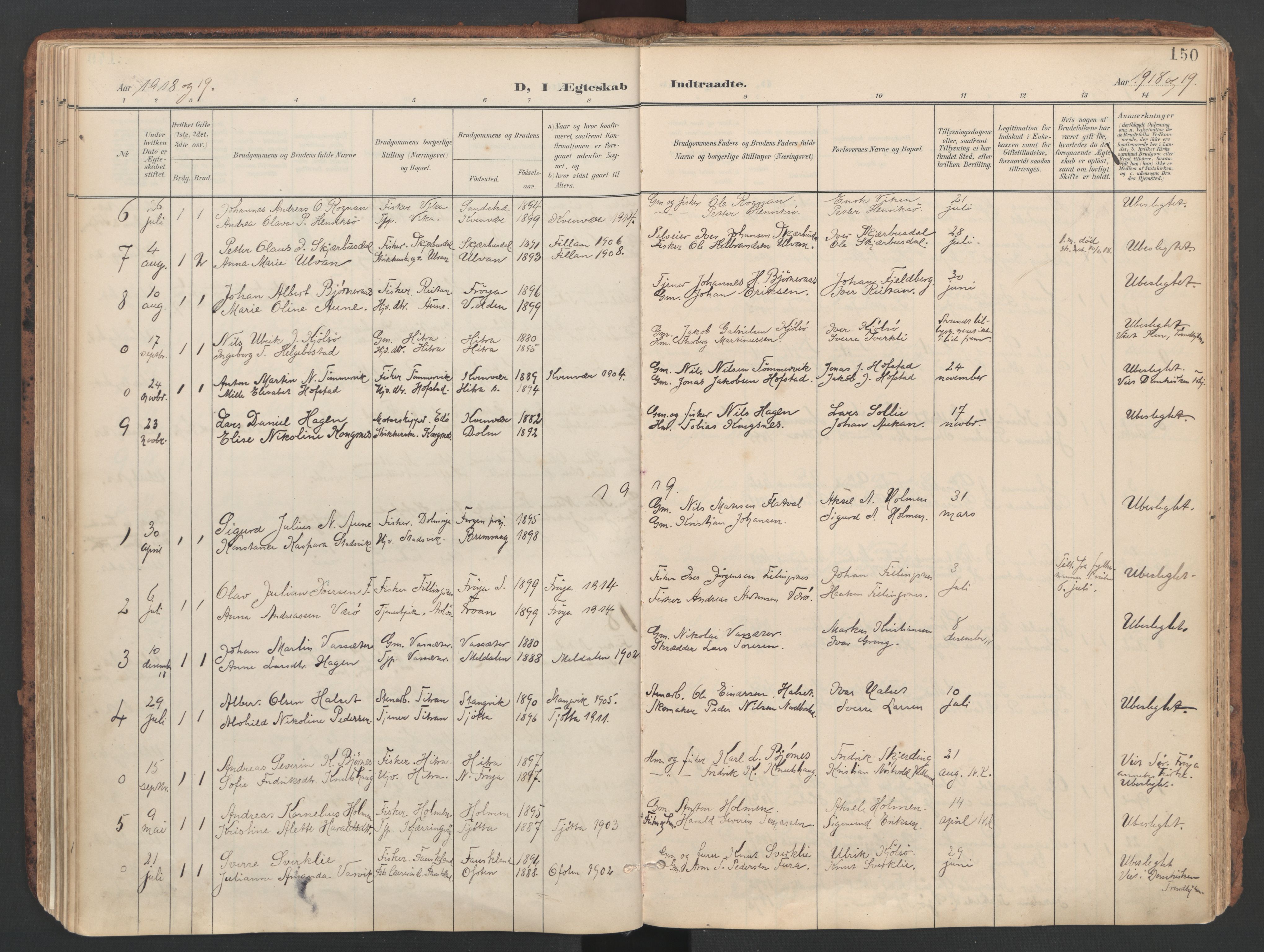 Ministerialprotokoller, klokkerbøker og fødselsregistre - Sør-Trøndelag, SAT/A-1456/634/L0537: Parish register (official) no. 634A13, 1896-1922, p. 150