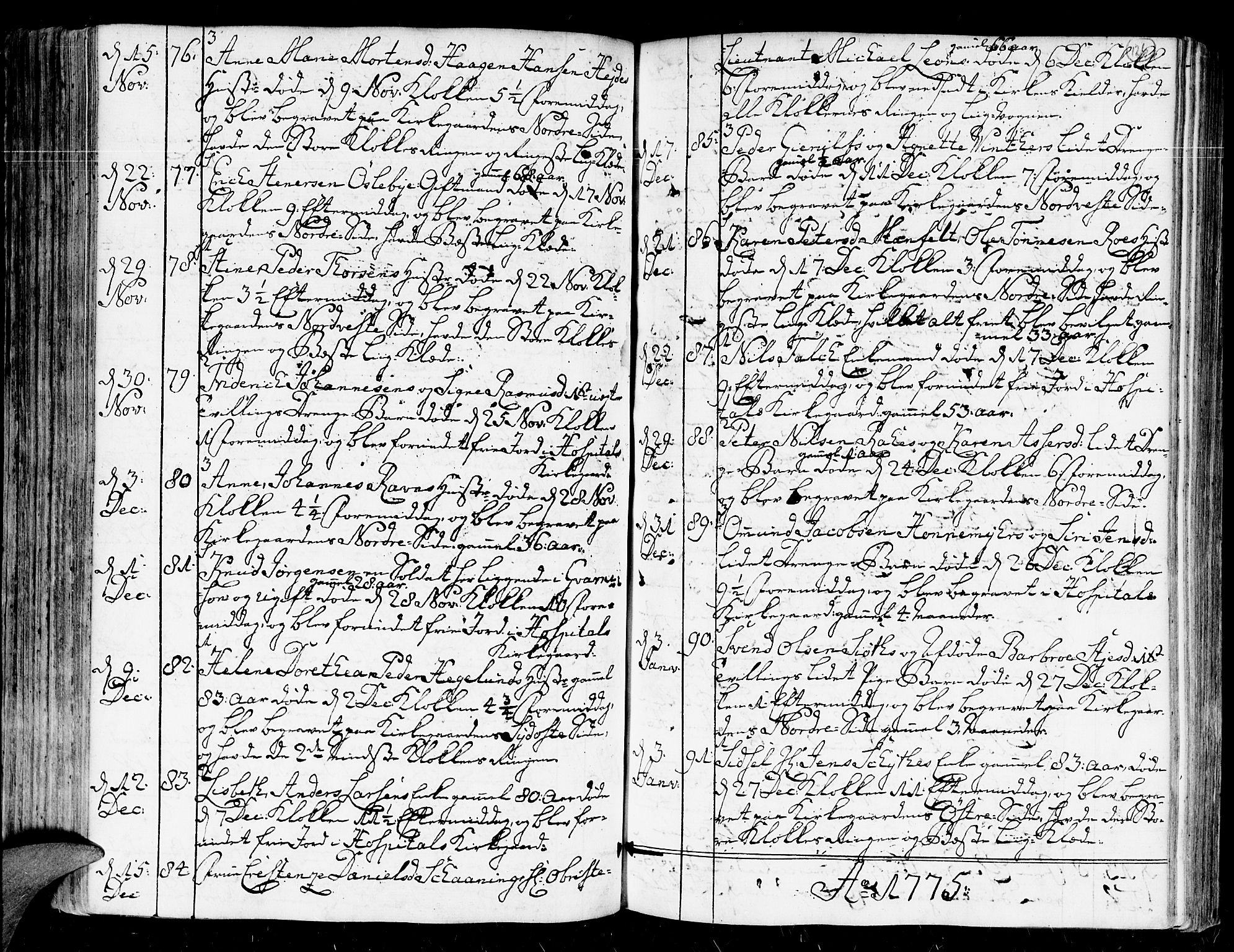 Kristiansand domprosti, AV/SAK-1112-0006/F/Fa/L0004: Parish register (official) no. A 4, 1762-1794, p. 126