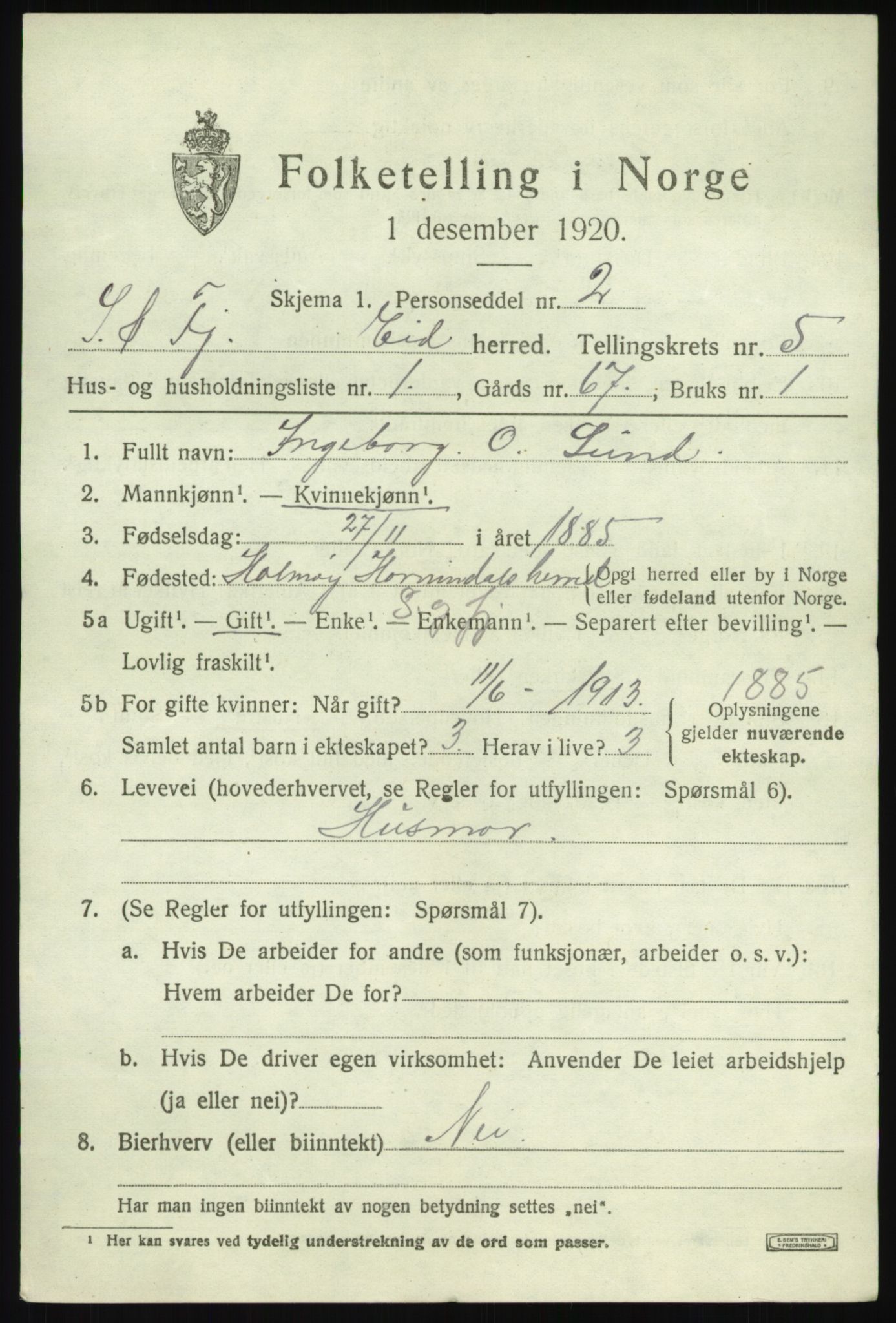 SAB, 1920 census for Eid, 1920, p. 2414