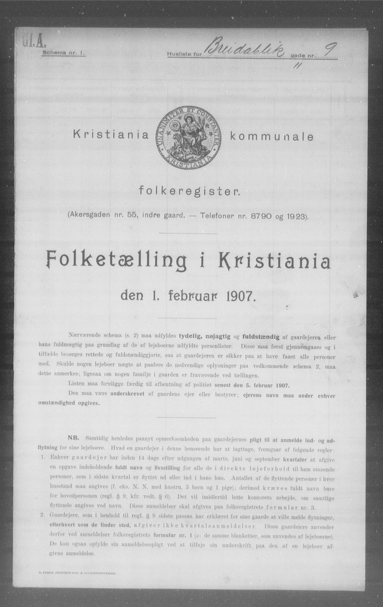 OBA, Municipal Census 1907 for Kristiania, 1907, p. 4200