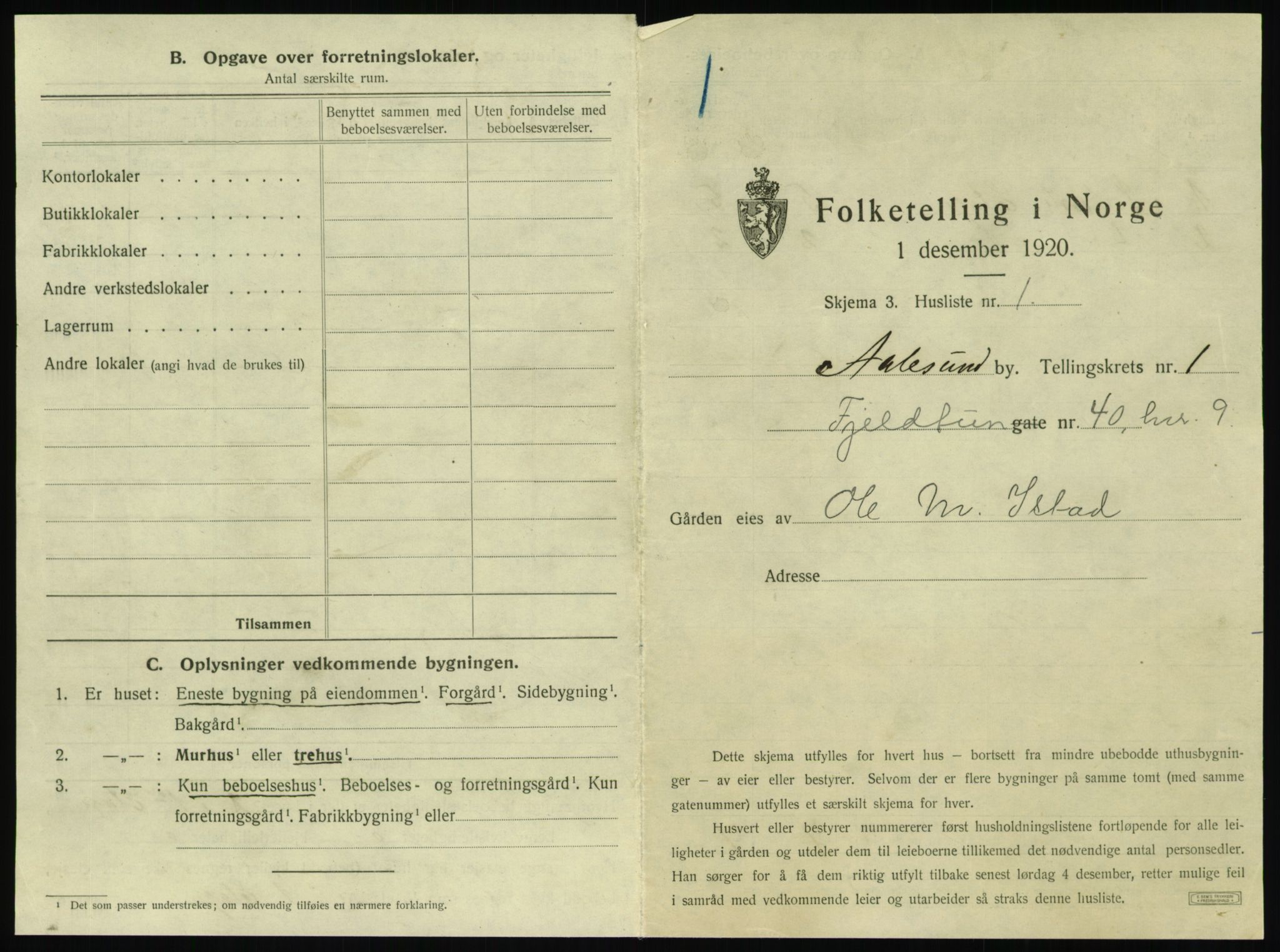 SAT, 1920 census for Ålesund, 1920, p. 82