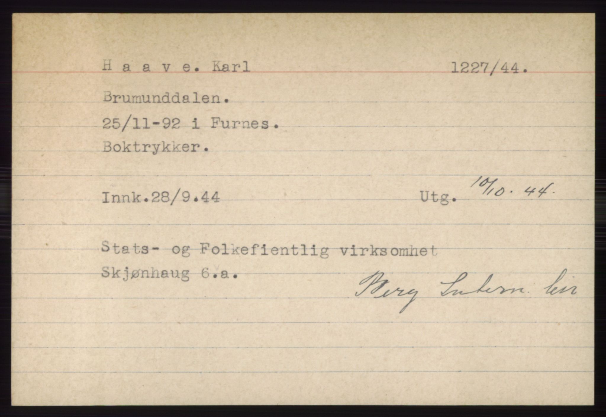 Statspolitiet - Hovedkontoret / Osloavdelingen, AV/RA-S-1329/C/Ck/Cke/L0003: Fangeregister; etternavn G - K, 1941-1945, p. 511