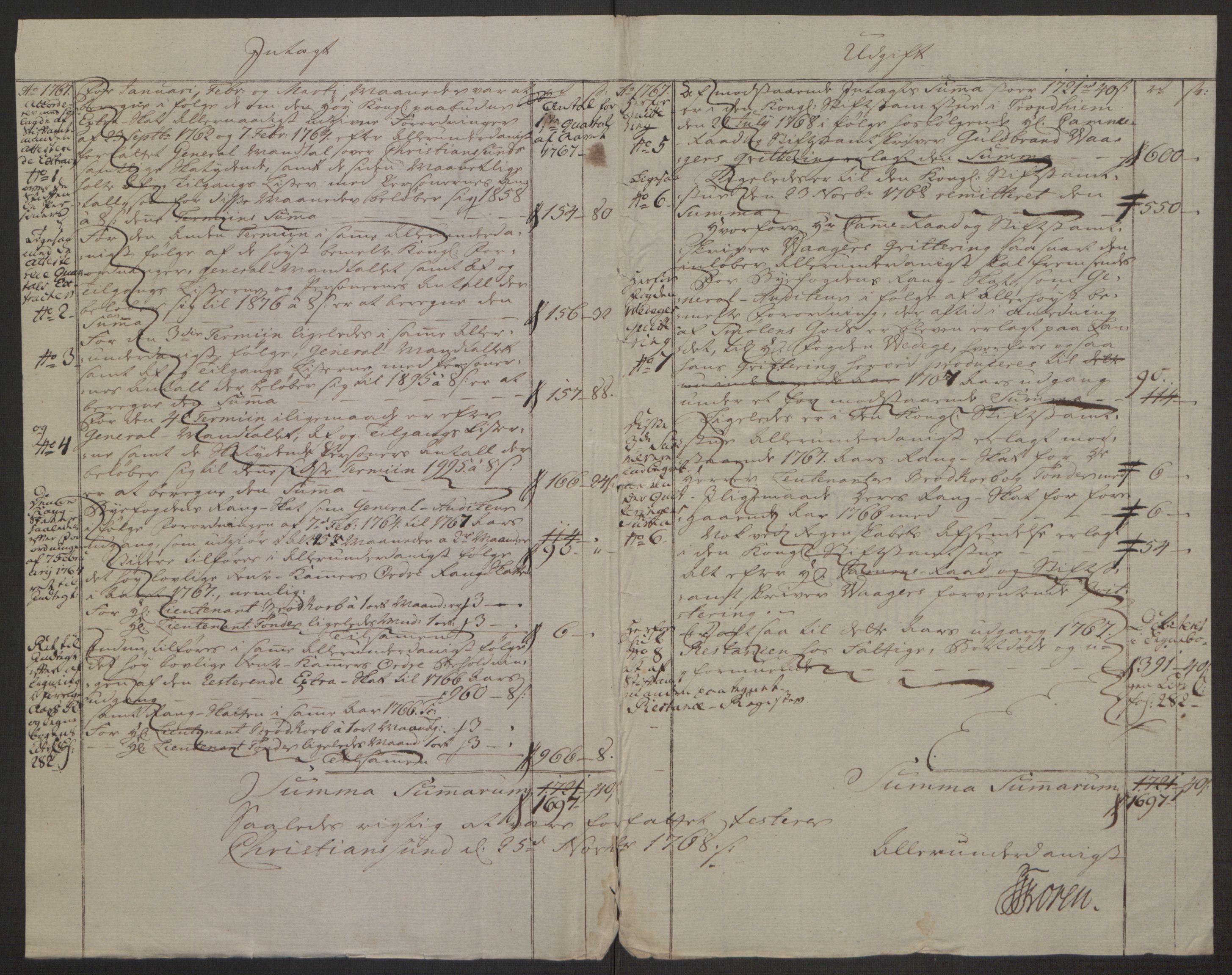 Rentekammeret inntil 1814, Reviderte regnskaper, Byregnskaper, AV/RA-EA-4066/R/Rr/L0495/0004: [R1] Kontribusjonsregnskap / Ekstraskatt, 1762-1772, p. 131