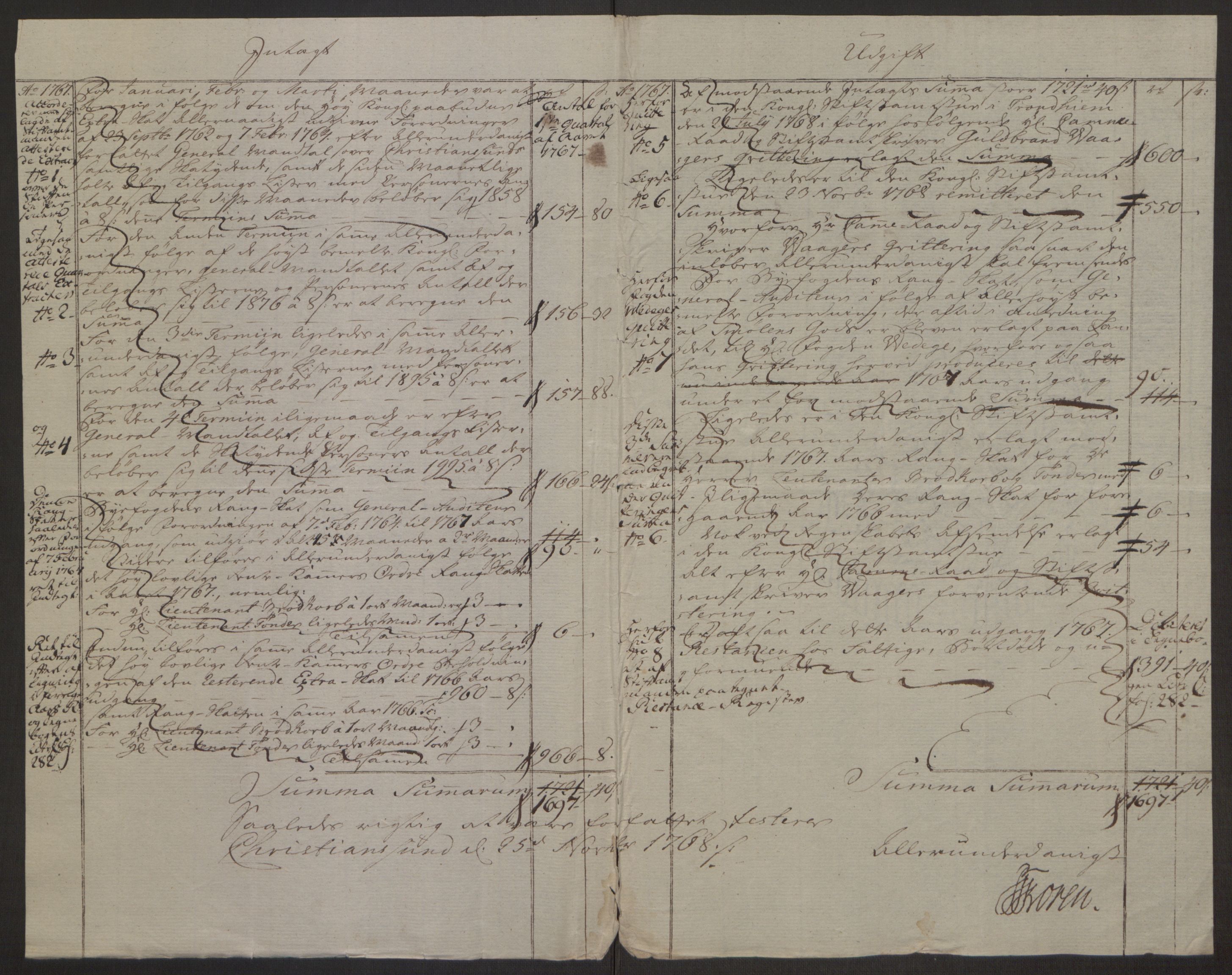 Rentekammeret inntil 1814, Reviderte regnskaper, Byregnskaper, AV/RA-EA-4066/R/Rr/L0495/0004: [R1] Kontribusjonsregnskap / Ekstraskatt, 1762-1772, p. 131