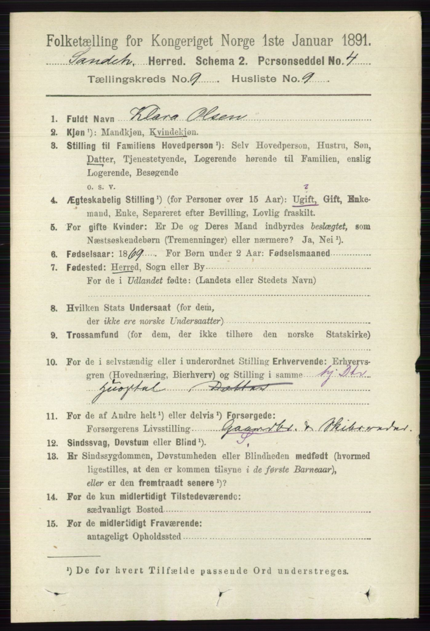 RA, 1891 census for 0724 Sandeherred, 1891, p. 5592