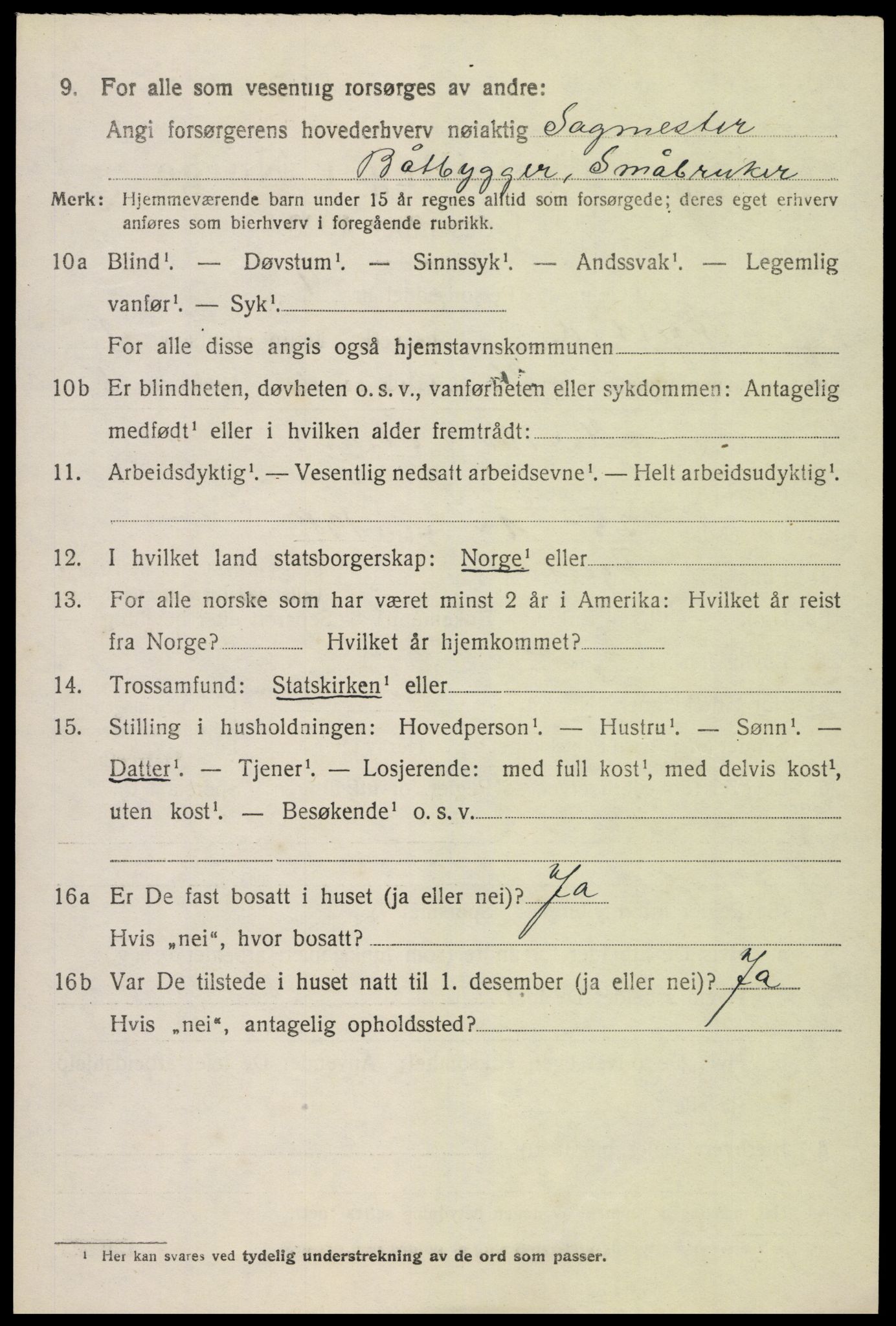 SAK, 1920 census for Øyestad, 1920, p. 2223