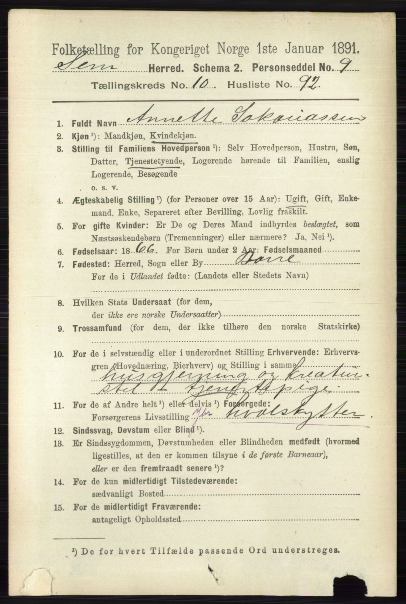 RA, 1891 census for 0721 Sem, 1891, p. 5312