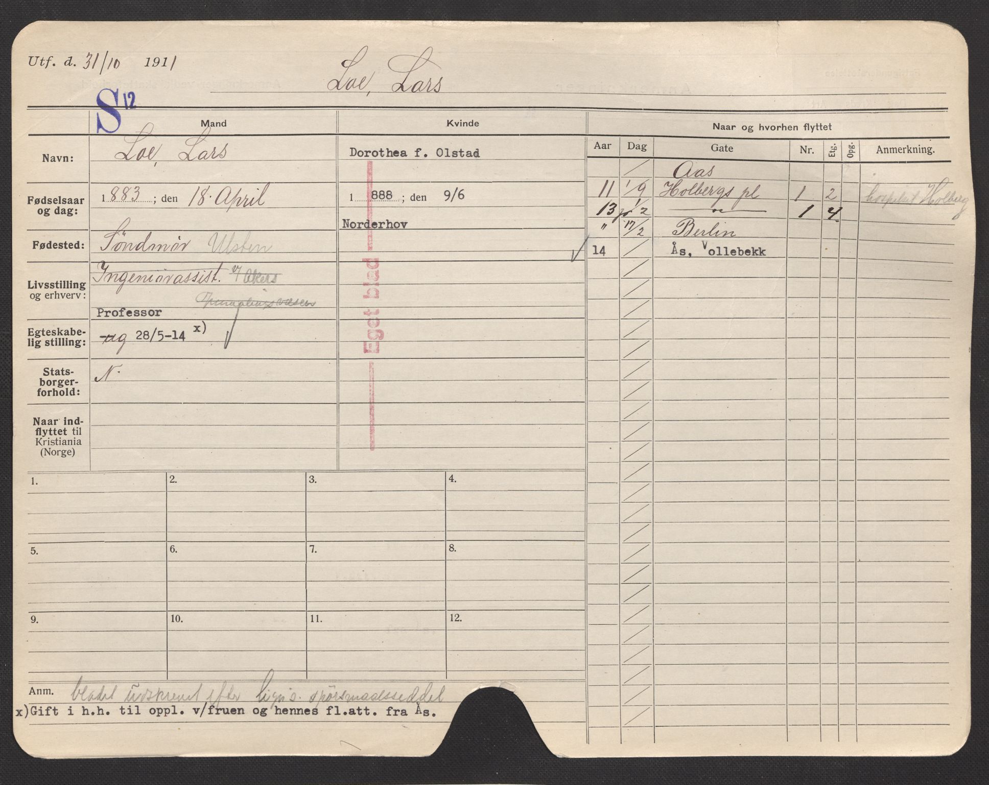 Oslo folkeregister, Registerkort, AV/SAO-A-11715/F/Fa/Fac/L0007: Menn, 1906-1914, p. 200a