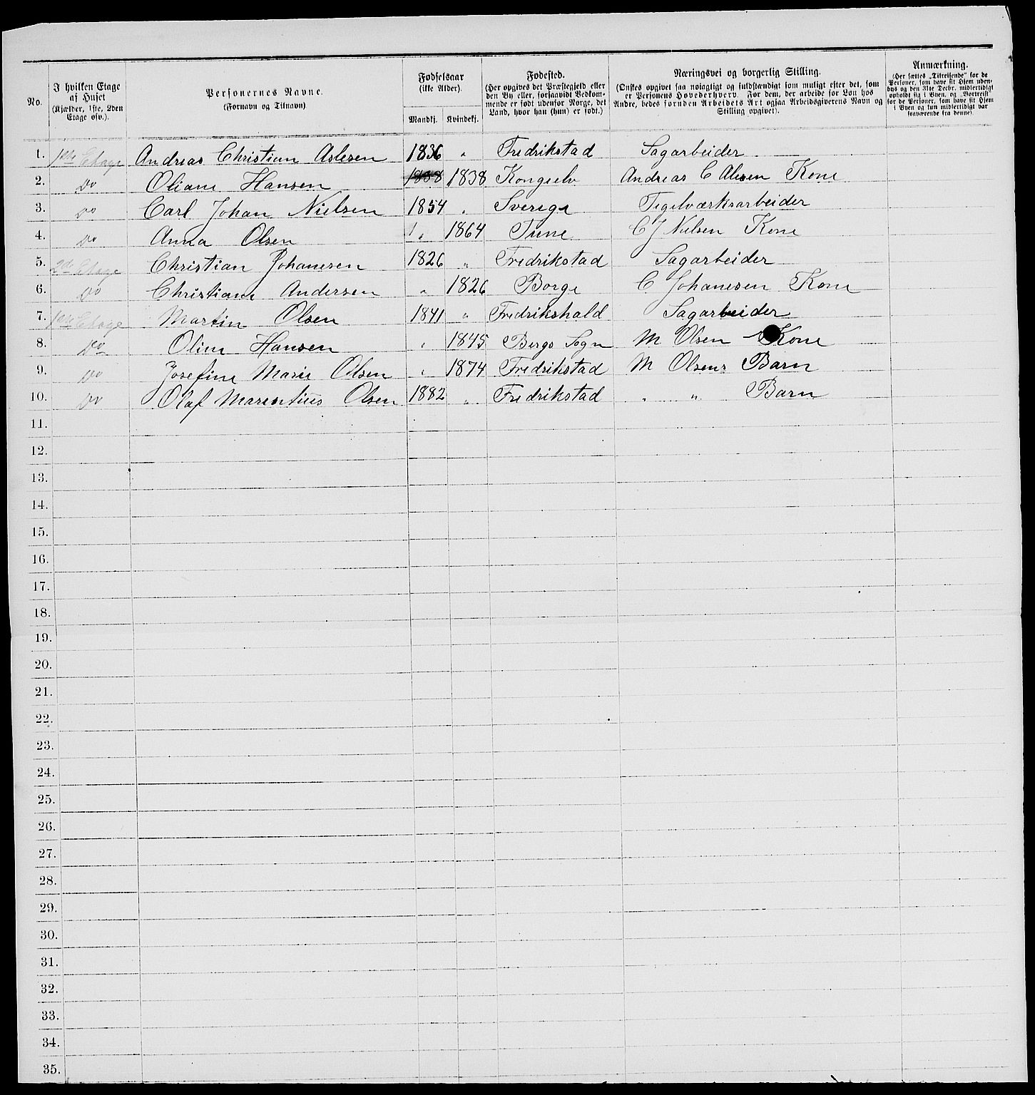 RA, 1885 census for 0103 Fredrikstad, 1885, p. 1952