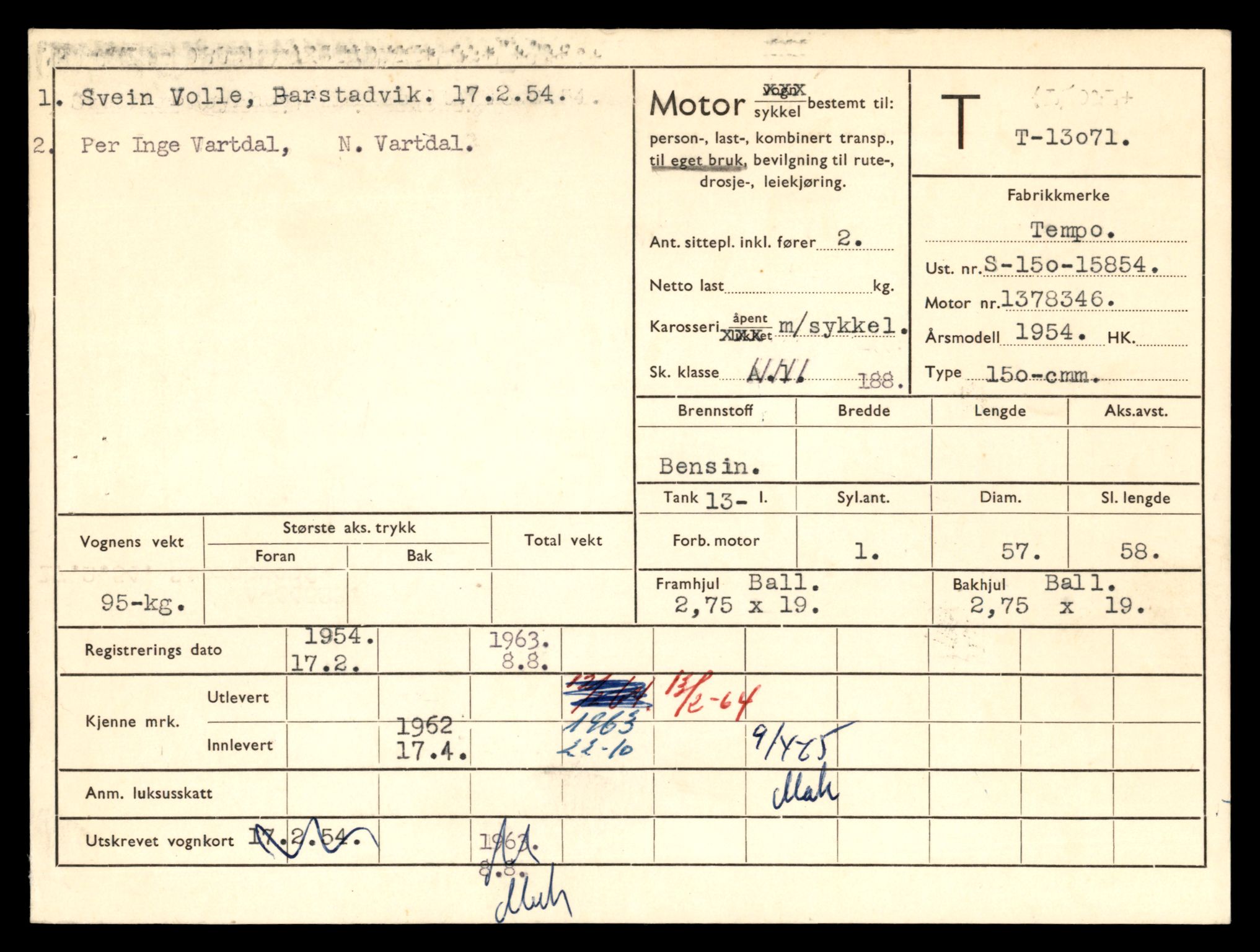 Møre og Romsdal vegkontor - Ålesund trafikkstasjon, AV/SAT-A-4099/F/Fe/L0037: Registreringskort for kjøretøy T 13031 - T 13179, 1927-1998, p. 795