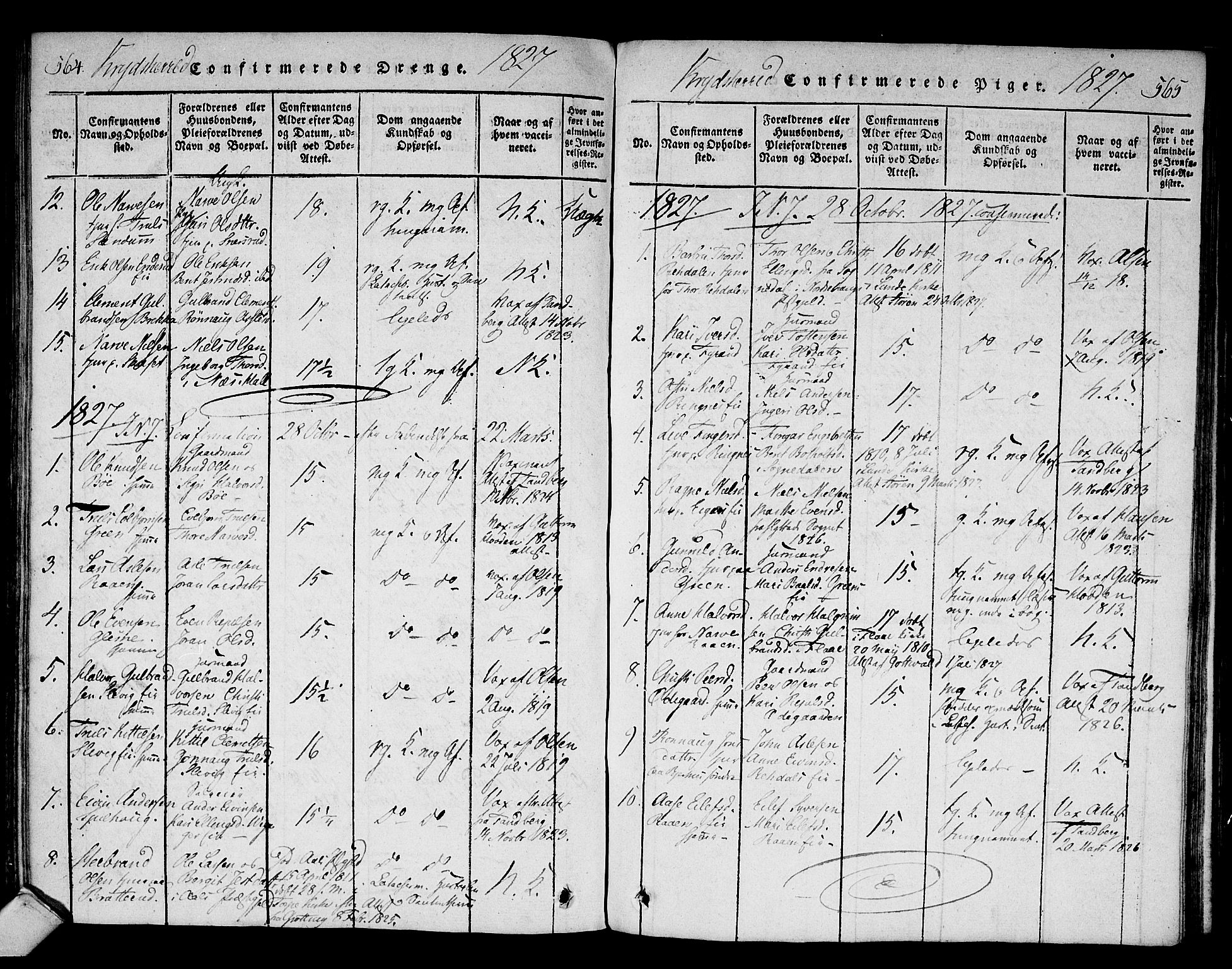 Sigdal kirkebøker, AV/SAKO-A-245/F/Fa/L0005: Parish register (official) no. I 5 /3, 1815-1829, p. 564-565