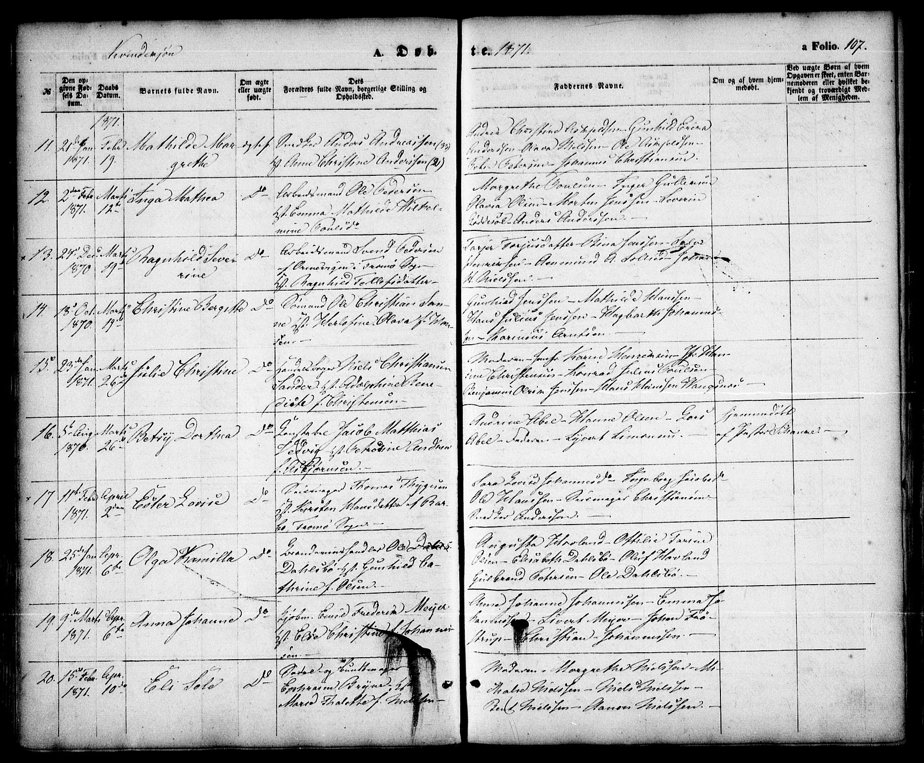 Arendal sokneprestkontor, Trefoldighet, SAK/1111-0040/F/Fa/L0007: Parish register (official) no. A 7, 1868-1878, p. 107