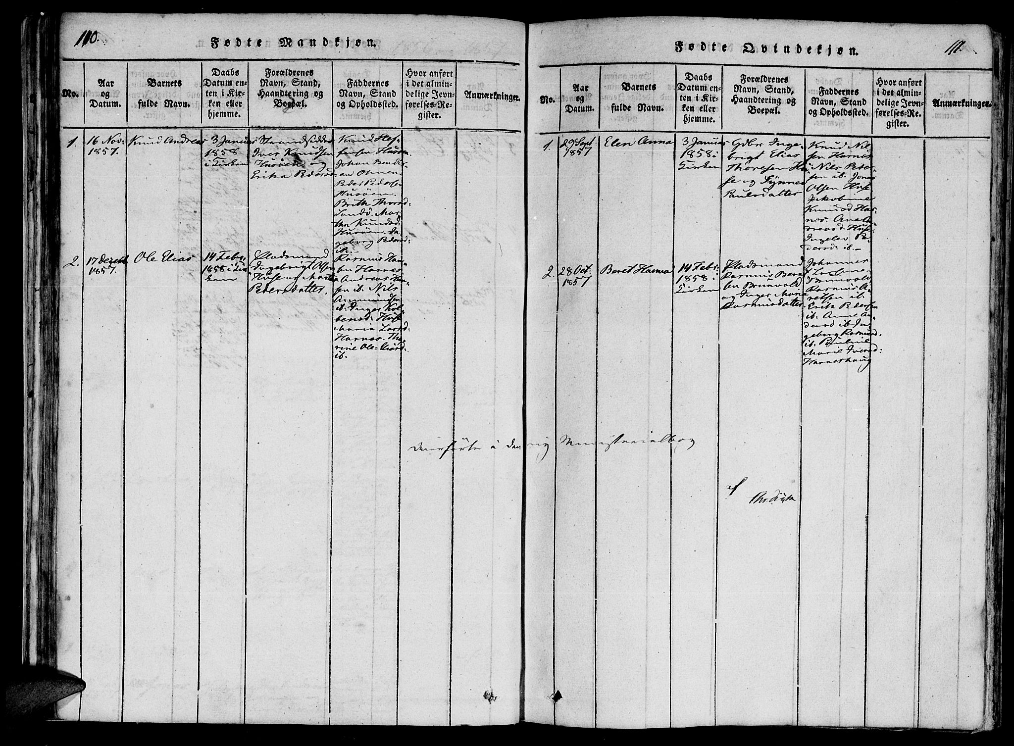 Ministerialprotokoller, klokkerbøker og fødselsregistre - Møre og Romsdal, AV/SAT-A-1454/561/L0727: Parish register (official) no. 561A01, 1817-1858, p. 110-111