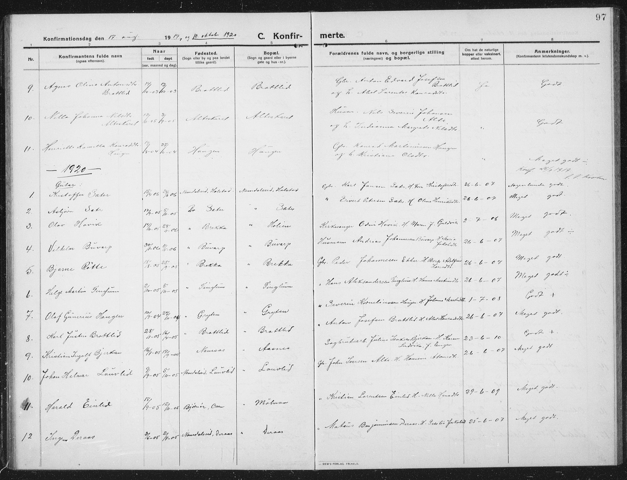 Ministerialprotokoller, klokkerbøker og fødselsregistre - Nord-Trøndelag, SAT/A-1458/742/L0413: Parish register (copy) no. 742C04, 1911-1938, p. 97