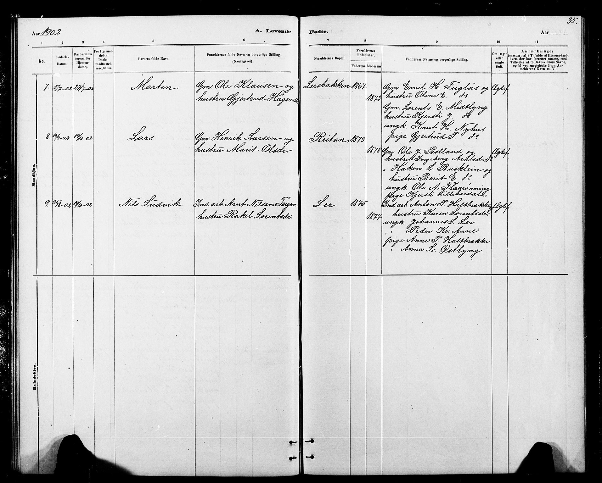 Ministerialprotokoller, klokkerbøker og fødselsregistre - Sør-Trøndelag, AV/SAT-A-1456/693/L1123: Parish register (copy) no. 693C04, 1887-1910, p. 35