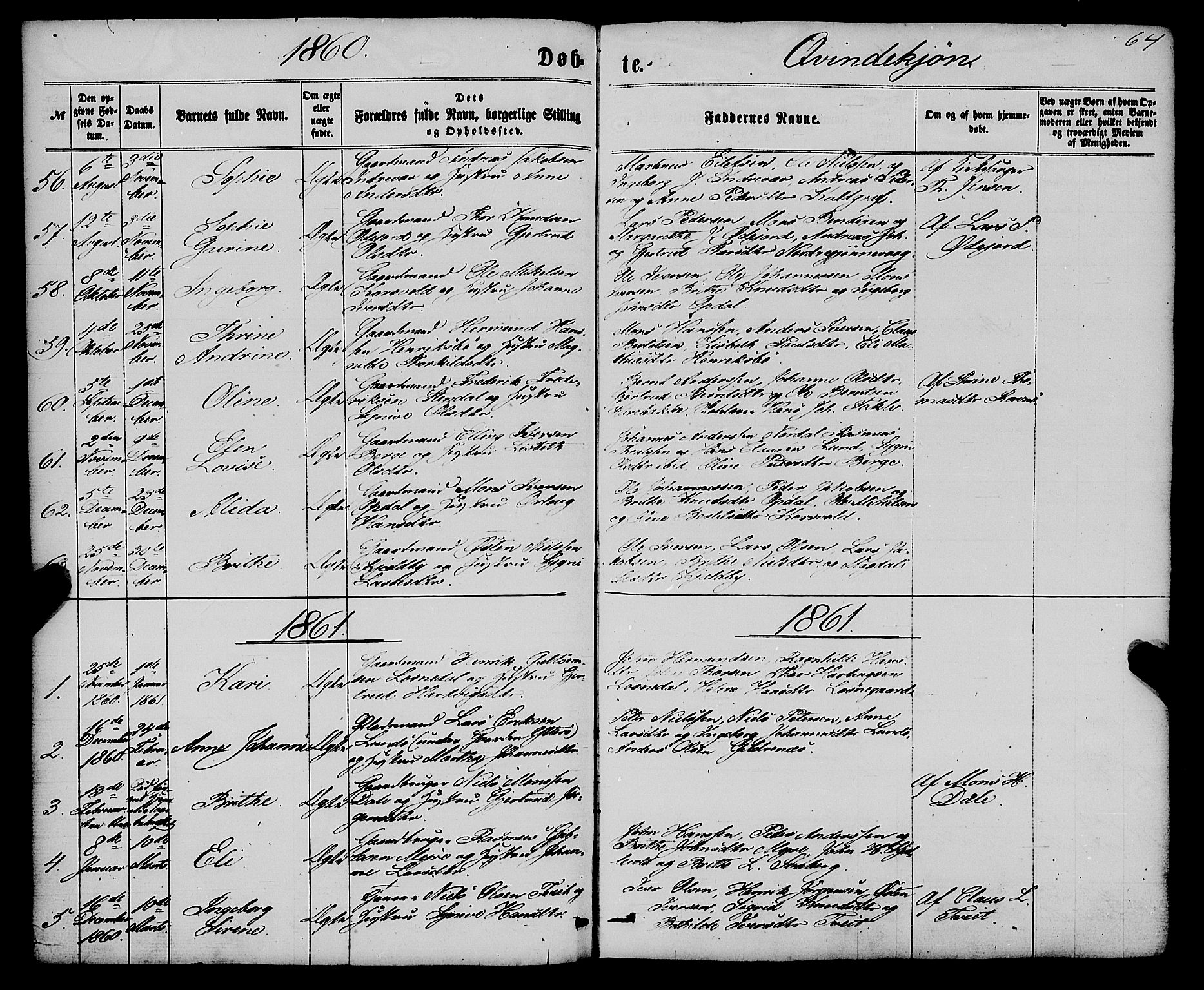 Gulen sokneprestembete, AV/SAB-A-80201/H/Haa/Haaa/L0022: Parish register (official) no. A 22, 1859-1869, p. 64