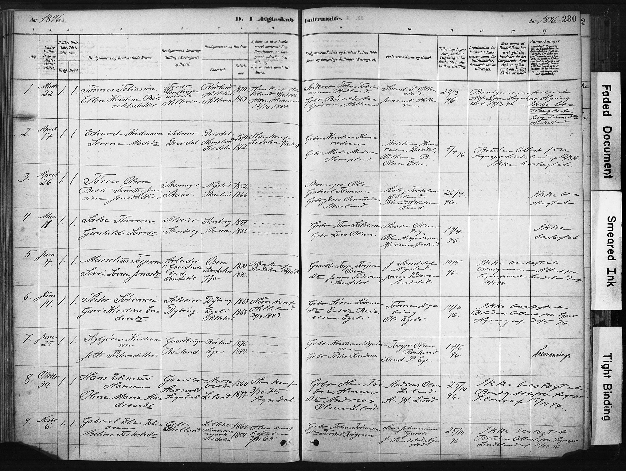 Lund sokneprestkontor, SAST/A-101809/S06/L0011: Parish register (official) no. A 10, 1877-1904, p. 230