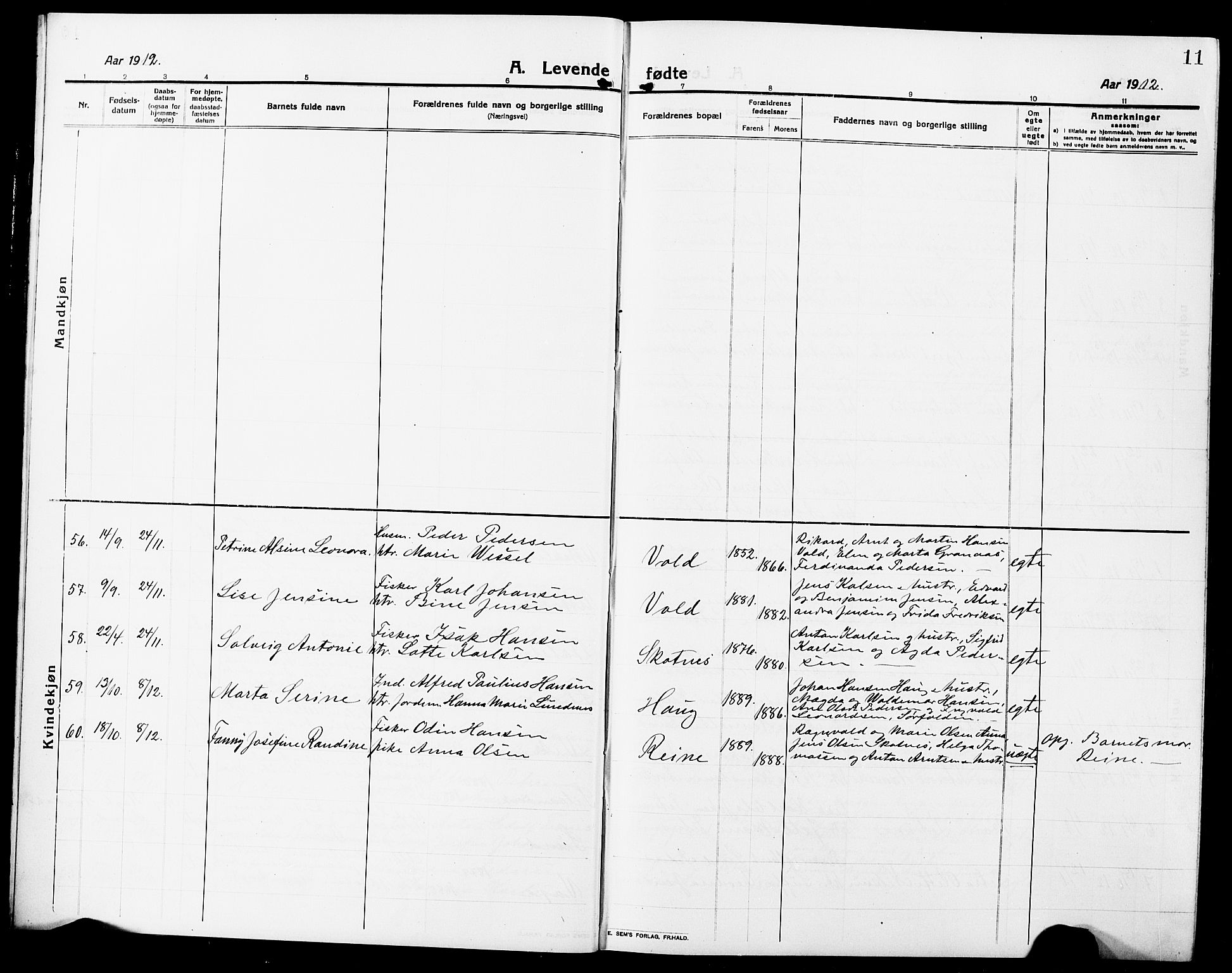 Ministerialprotokoller, klokkerbøker og fødselsregistre - Nordland, AV/SAT-A-1459/881/L1169: Parish register (copy) no. 881C06, 1912-1930, p. 11