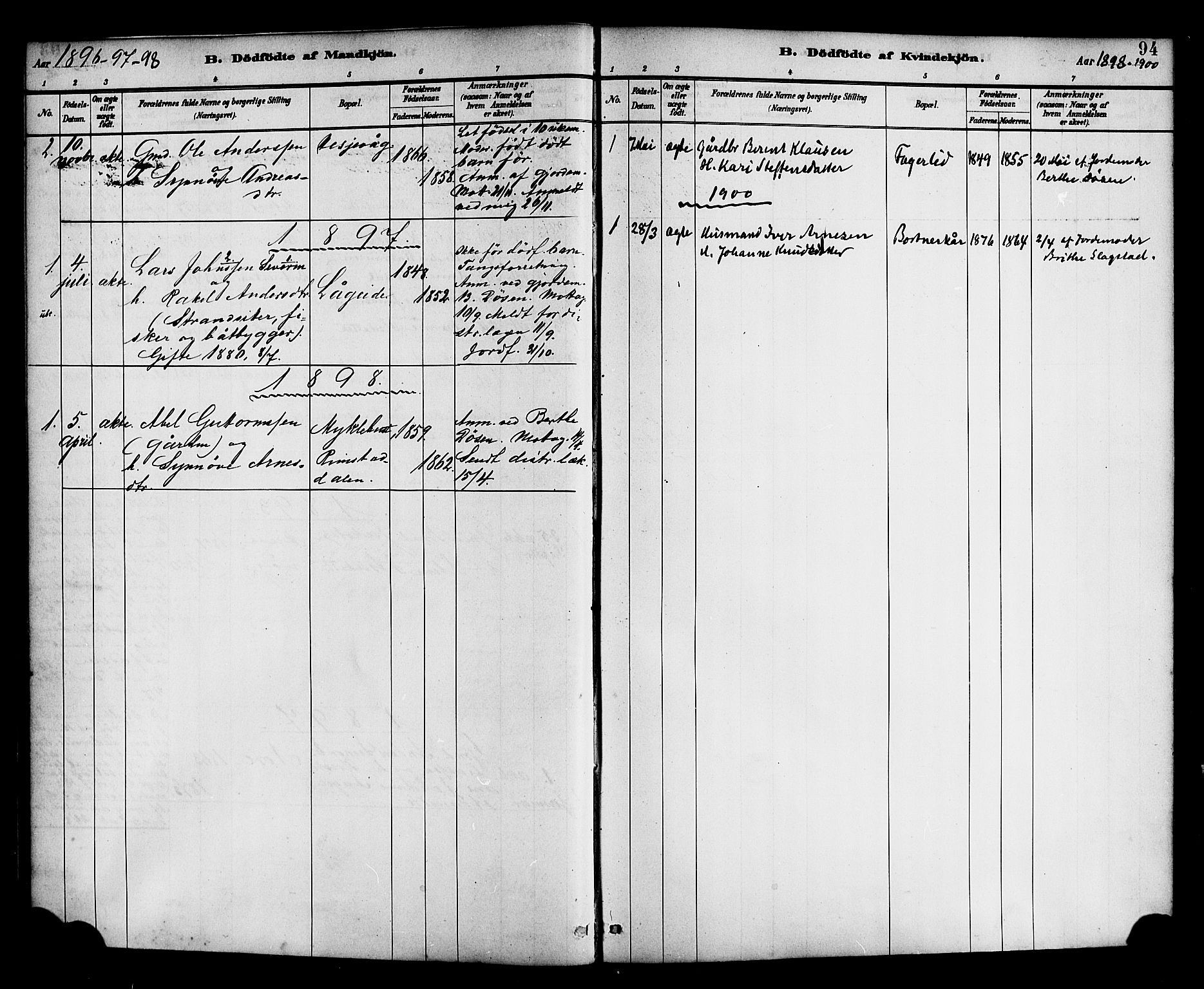 Davik sokneprestembete, AV/SAB-A-79701/H/Haa/Haad/L0001: Parish register (official) no. D 1, 1882-1900, p. 94