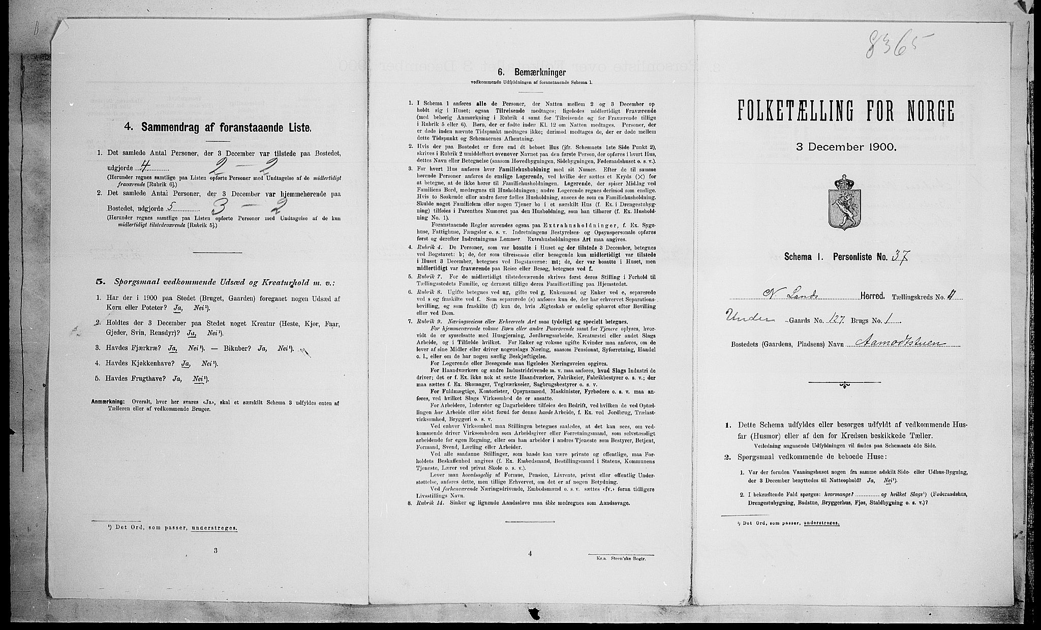 SAH, 1900 census for Nordre Land, 1900, p. 1403