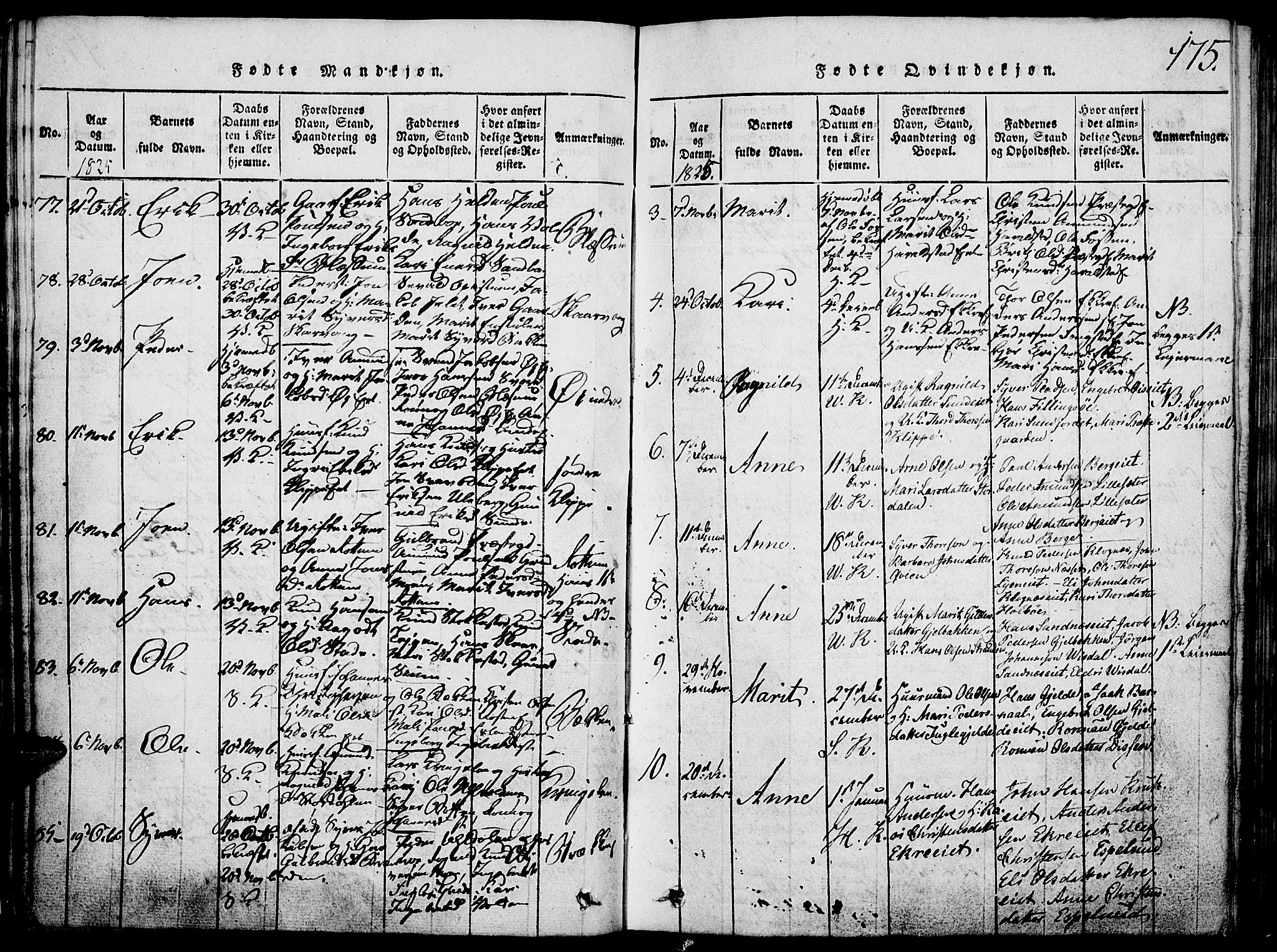 Vågå prestekontor, SAH/PREST-076/H/Ha/Hab/L0001: Parish register (copy) no. 1, 1815-1827, p. 174-175