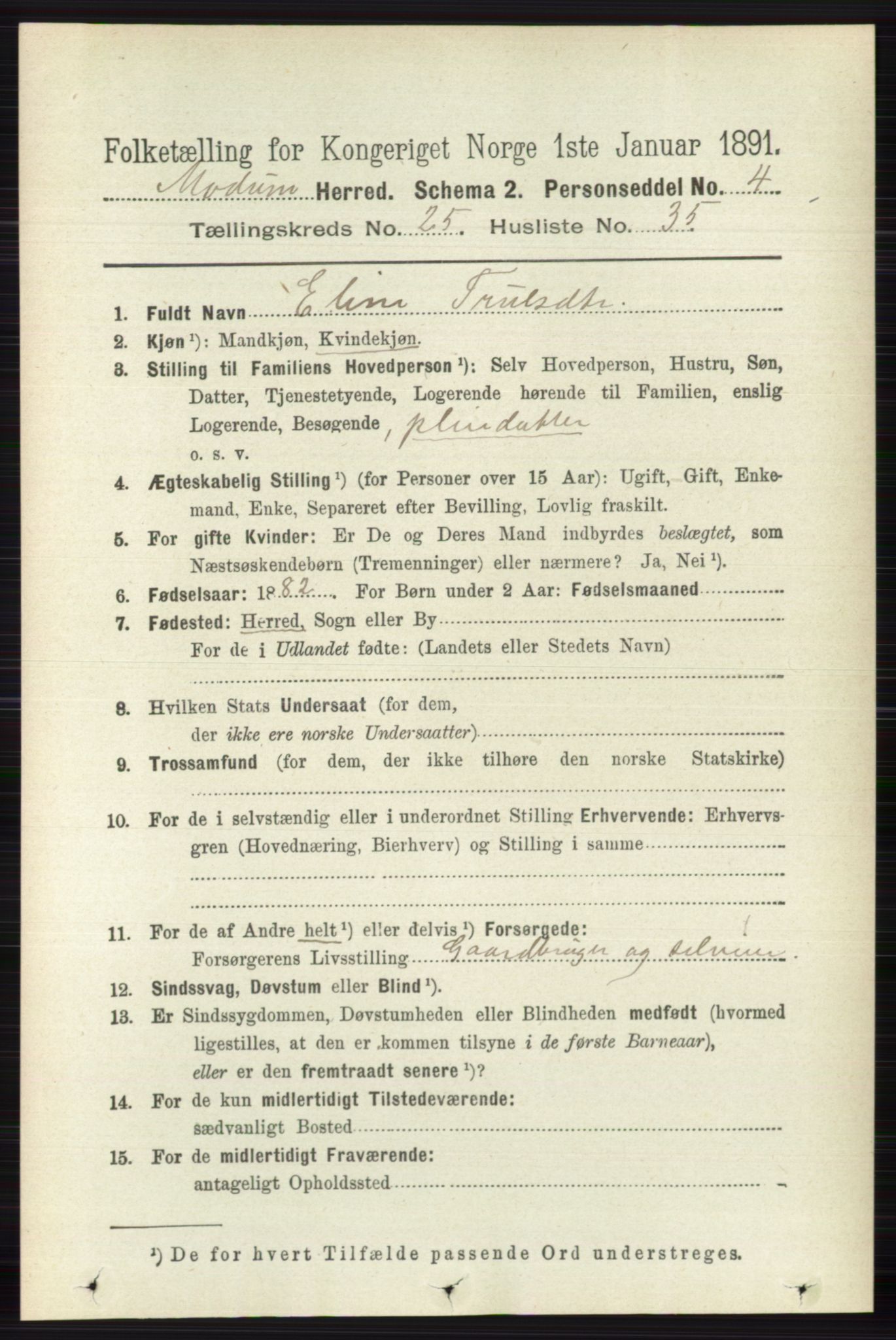 RA, 1891 census for 0623 Modum, 1891, p. 9229