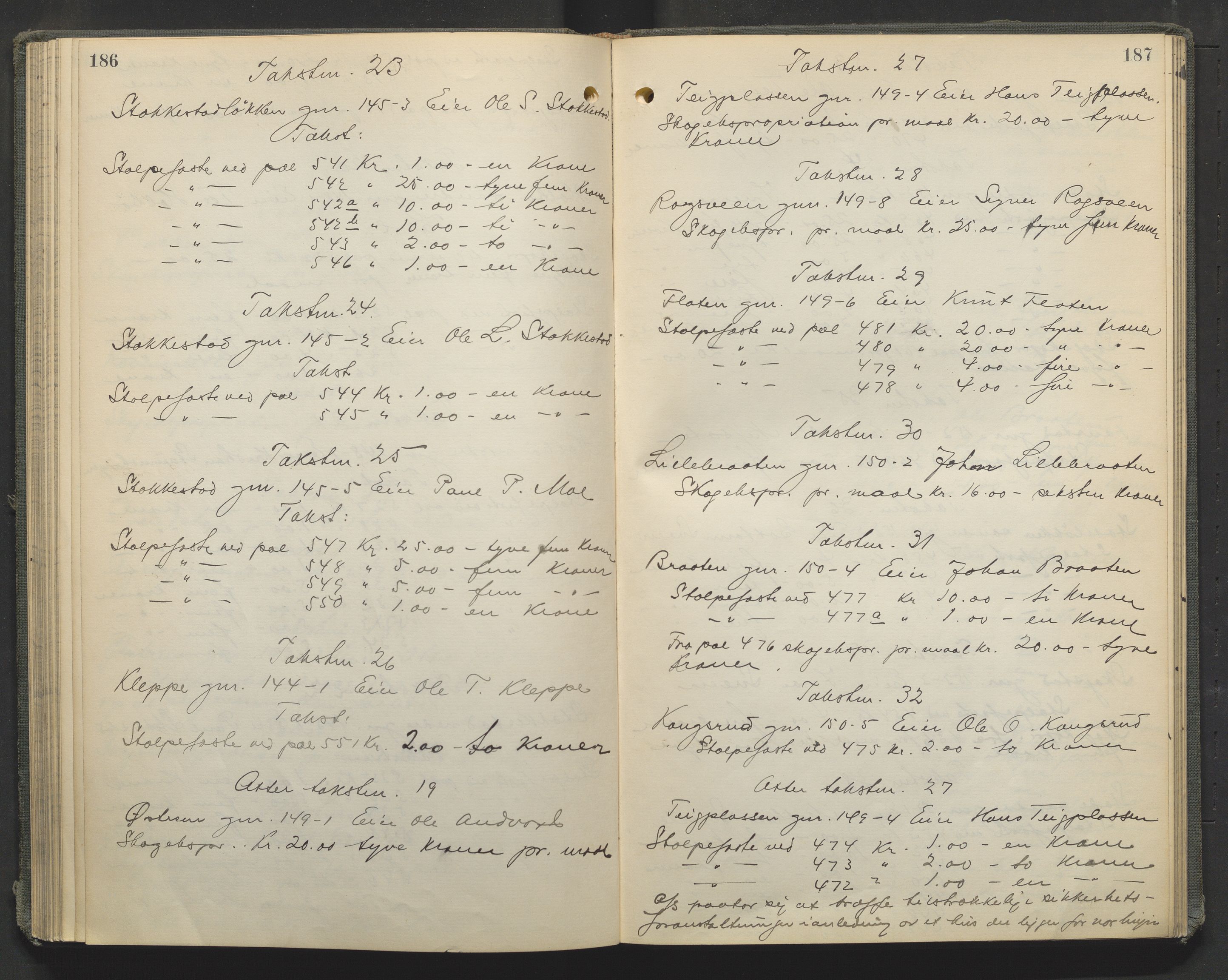 Nord-Gudbrandsdal tingrett, AV/SAH-TING-002/G/Gc/Gcb/L0010: Ekstrarettsprotokoll for åstedssaker, 1913-1920, p. 186-187