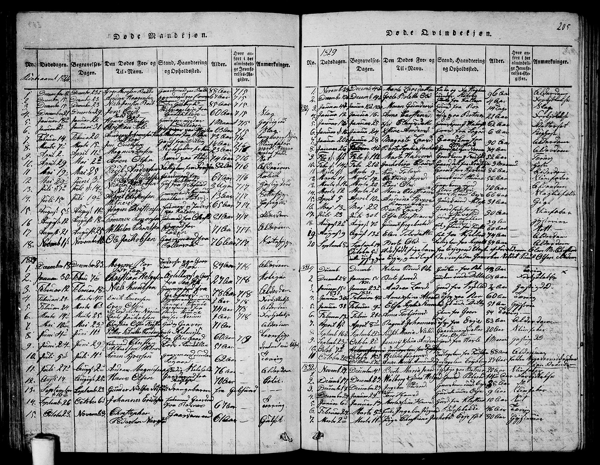 Rygge prestekontor Kirkebøker, SAO/A-10084b/G/Ga/L0001: Parish register (copy) no. 1, 1814-1871, p. 204-205