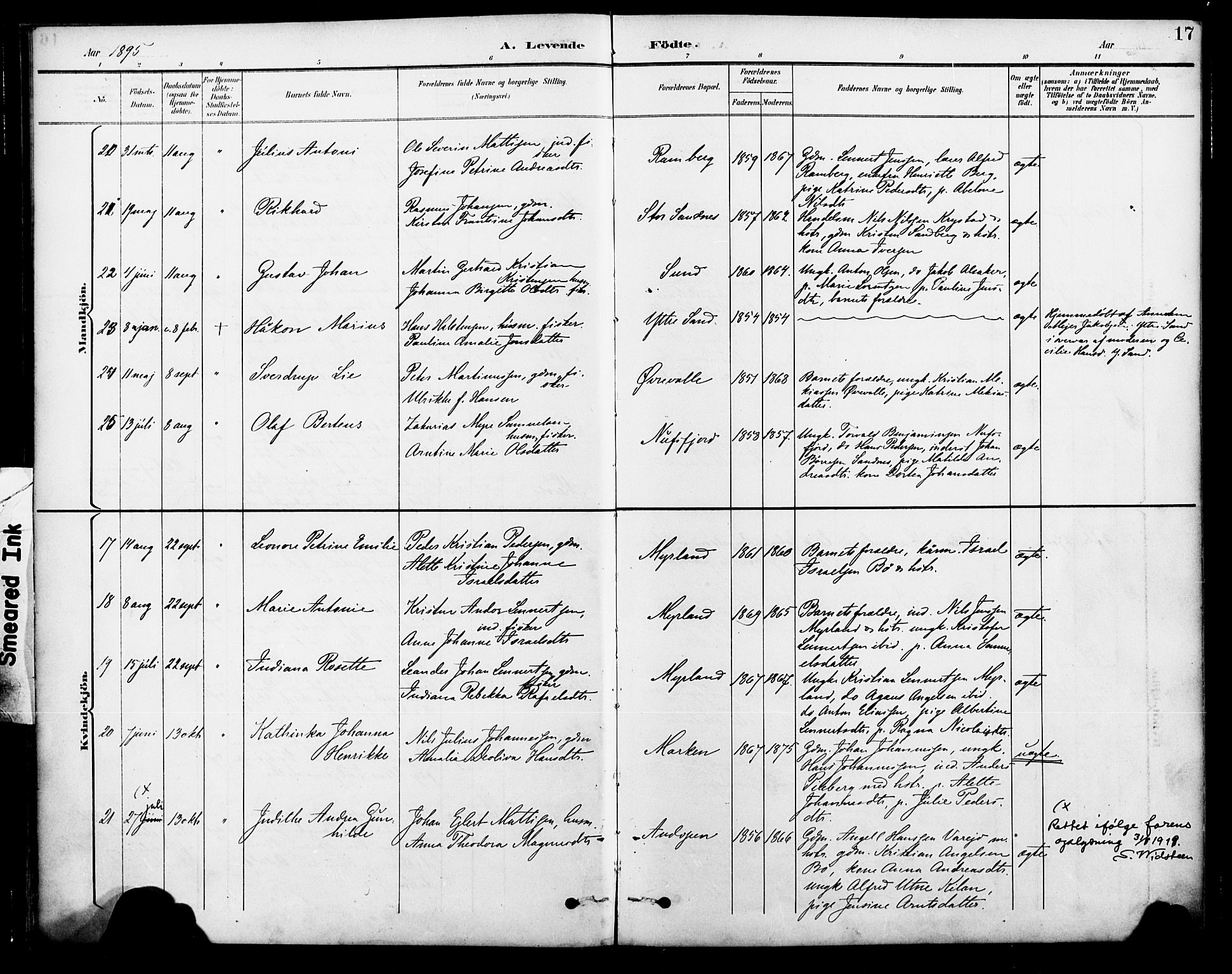 Ministerialprotokoller, klokkerbøker og fødselsregistre - Nordland, SAT/A-1459/885/L1205: Parish register (official) no. 885A06, 1892-1905, p. 17