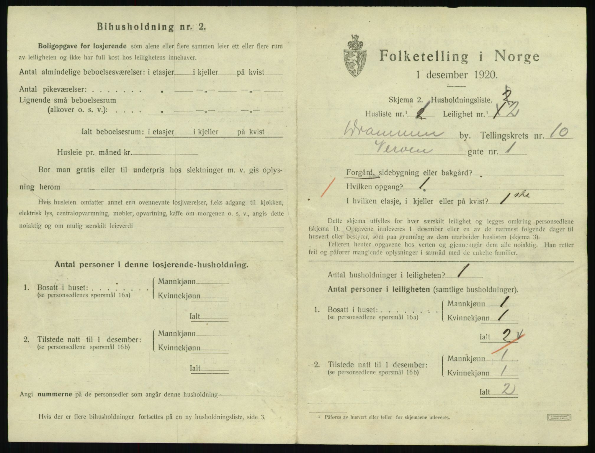 SAKO, 1920 census for Drammen, 1920, p. 16121