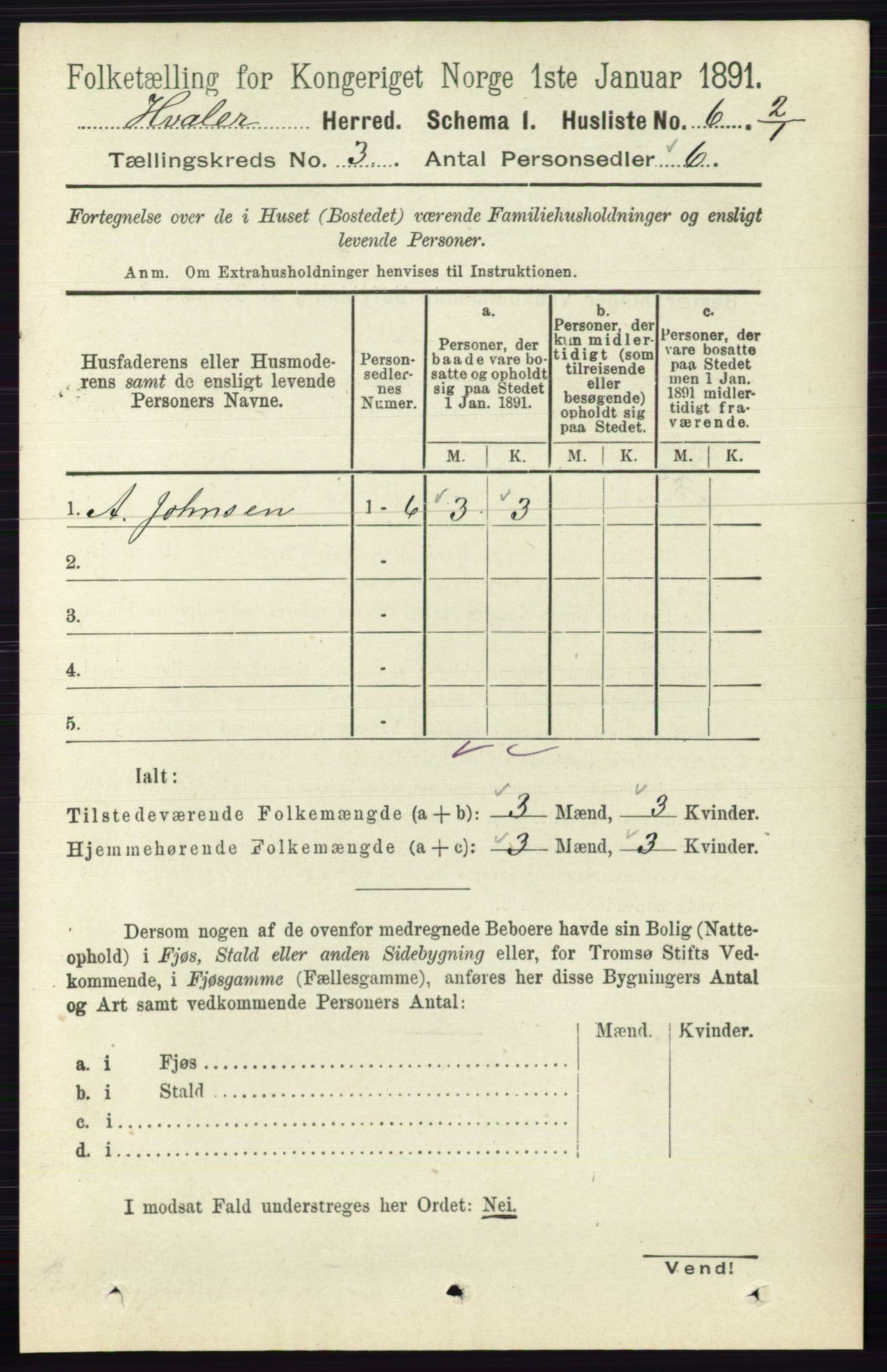 RA, 1891 census for 0111 Hvaler, 1891, p. 1745