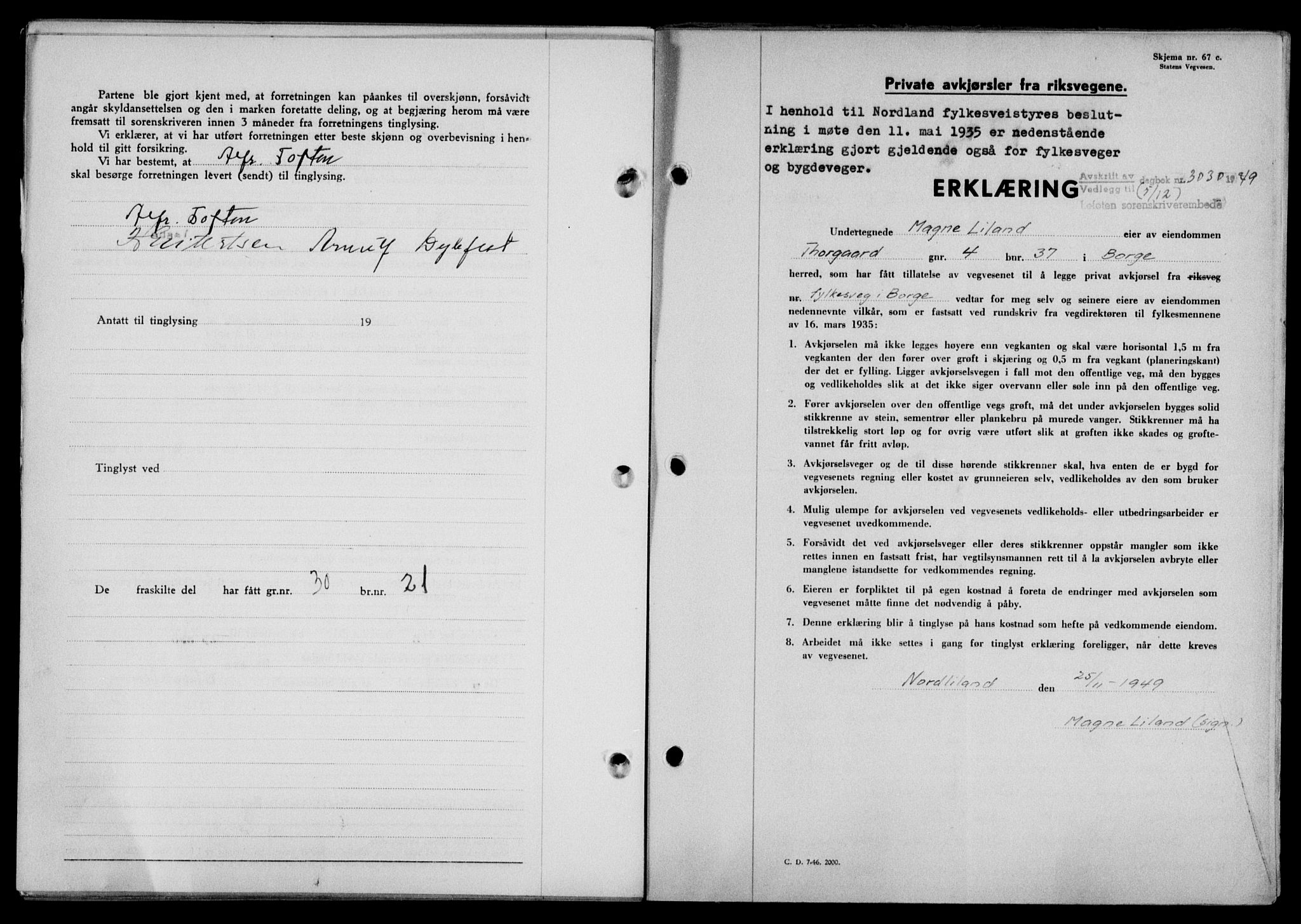 Lofoten sorenskriveri, SAT/A-0017/1/2/2C/L0022a: Mortgage book no. 22a, 1949-1950, Diary no: : 3030/1949