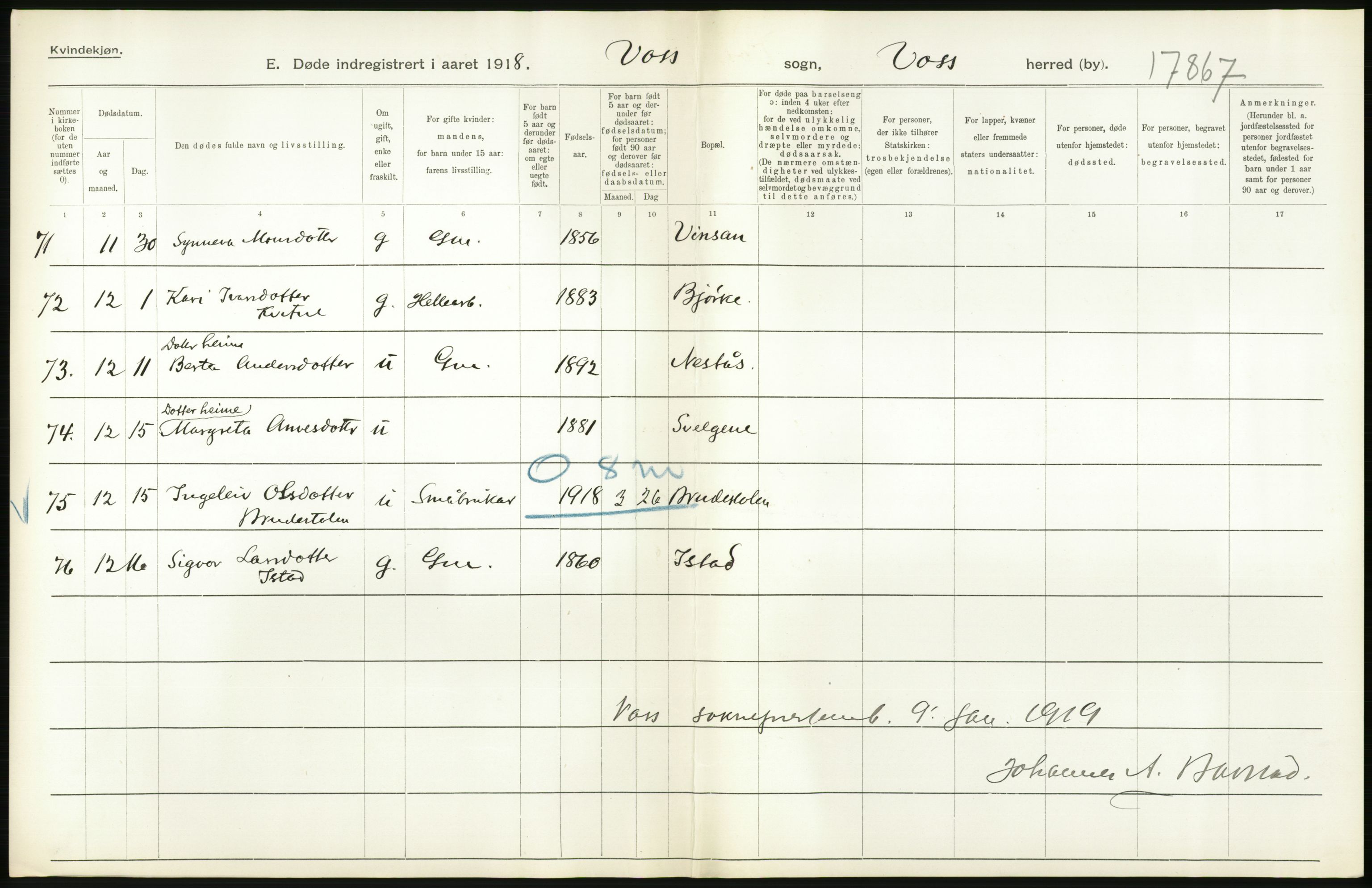 Statistisk sentralbyrå, Sosiodemografiske emner, Befolkning, AV/RA-S-2228/D/Df/Dfb/Dfbh/L0036: Hordaland fylke: Døde., 1918, p. 686