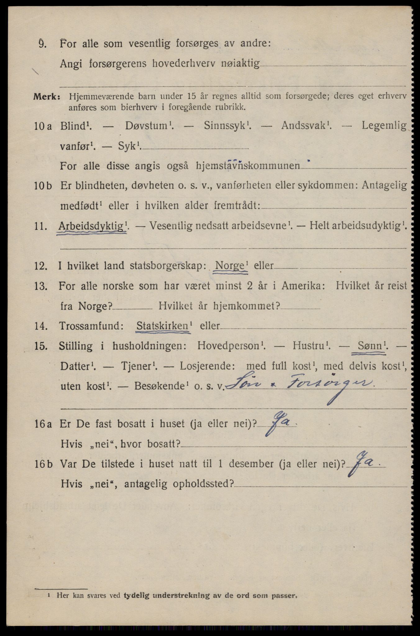 SAT, 1920 census for Trondheim, 1920, p. 96119