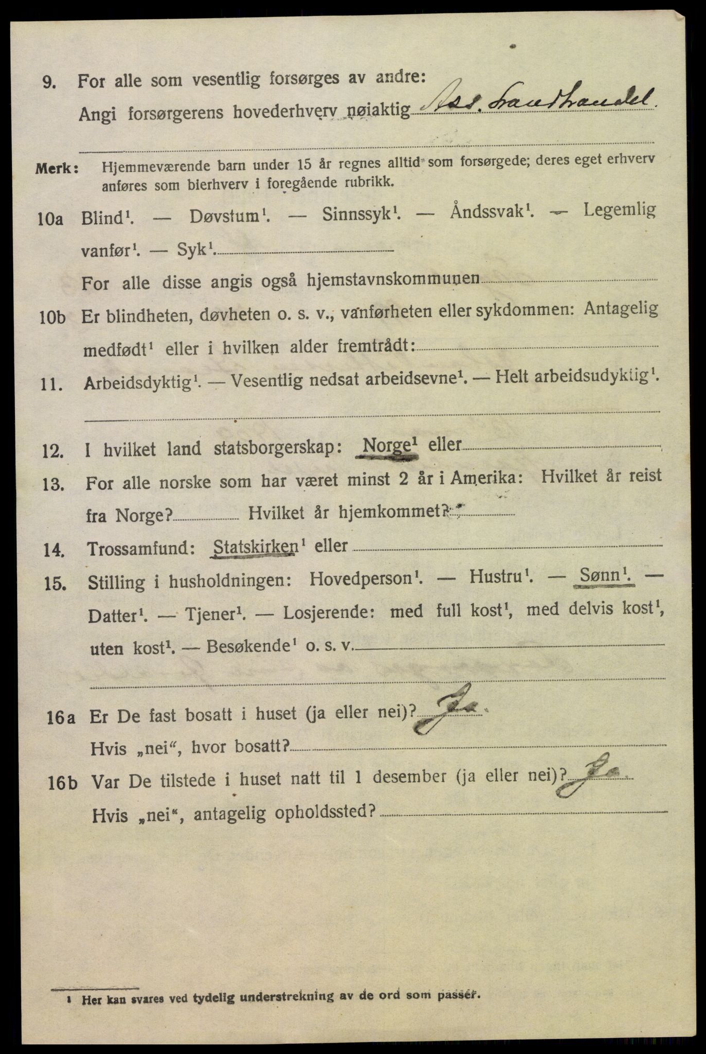 SAH, 1920 census for Trysil, 1920, p. 15194