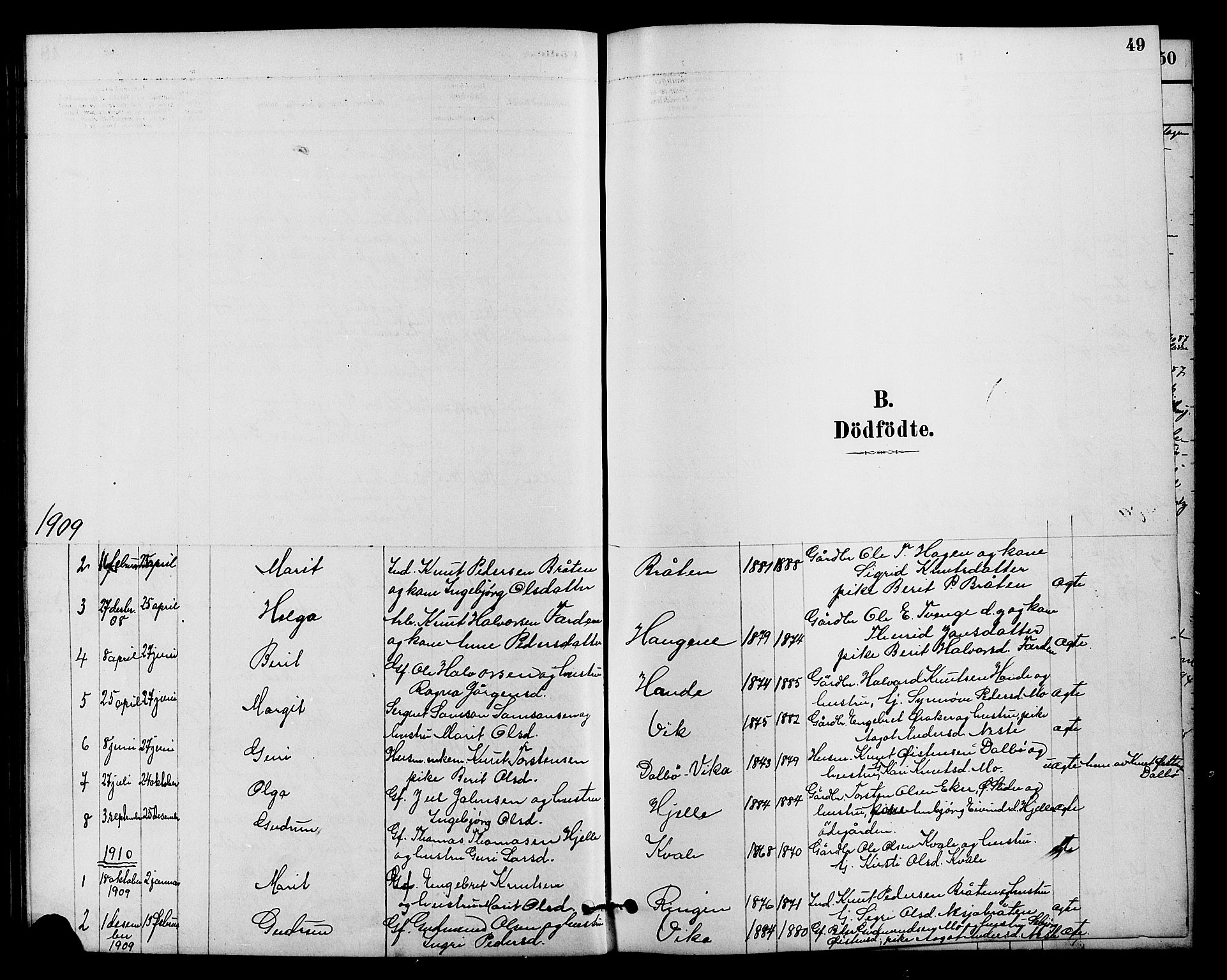Vestre Slidre prestekontor, SAH/PREST-136/H/Ha/Hab/L0004: Parish register (copy) no. 4, 1881-1912, p. 49