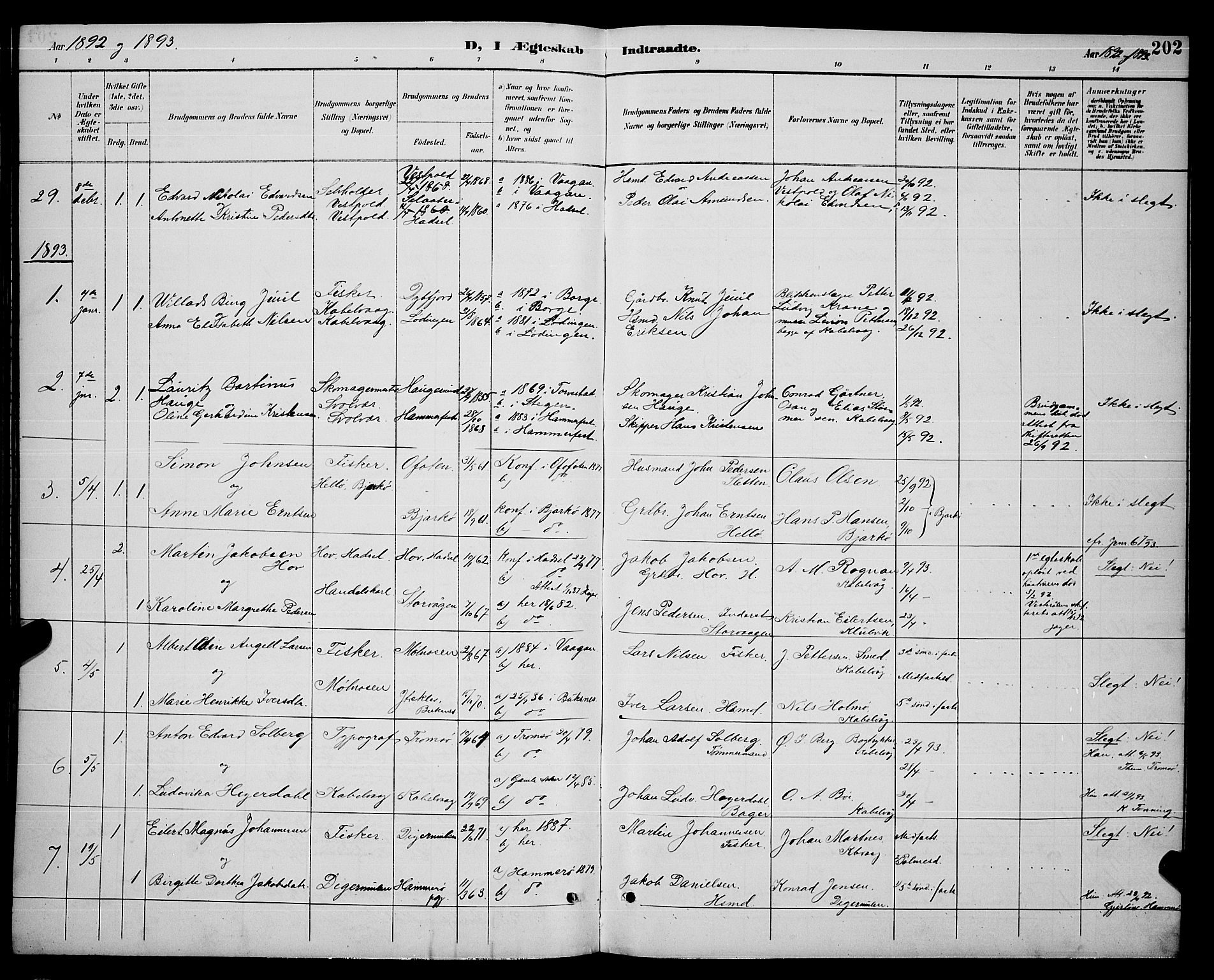 Ministerialprotokoller, klokkerbøker og fødselsregistre - Nordland, AV/SAT-A-1459/874/L1077: Parish register (copy) no. 874C06, 1891-1900, p. 202