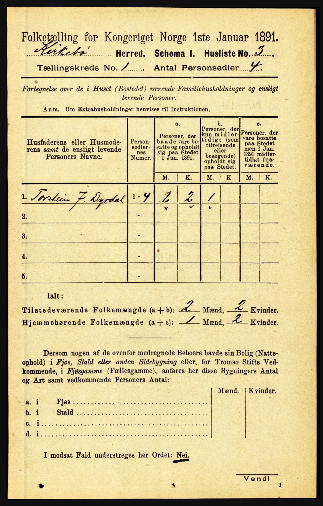 RA, 1891 census for 1416 Kyrkjebø, 1891, p. 22