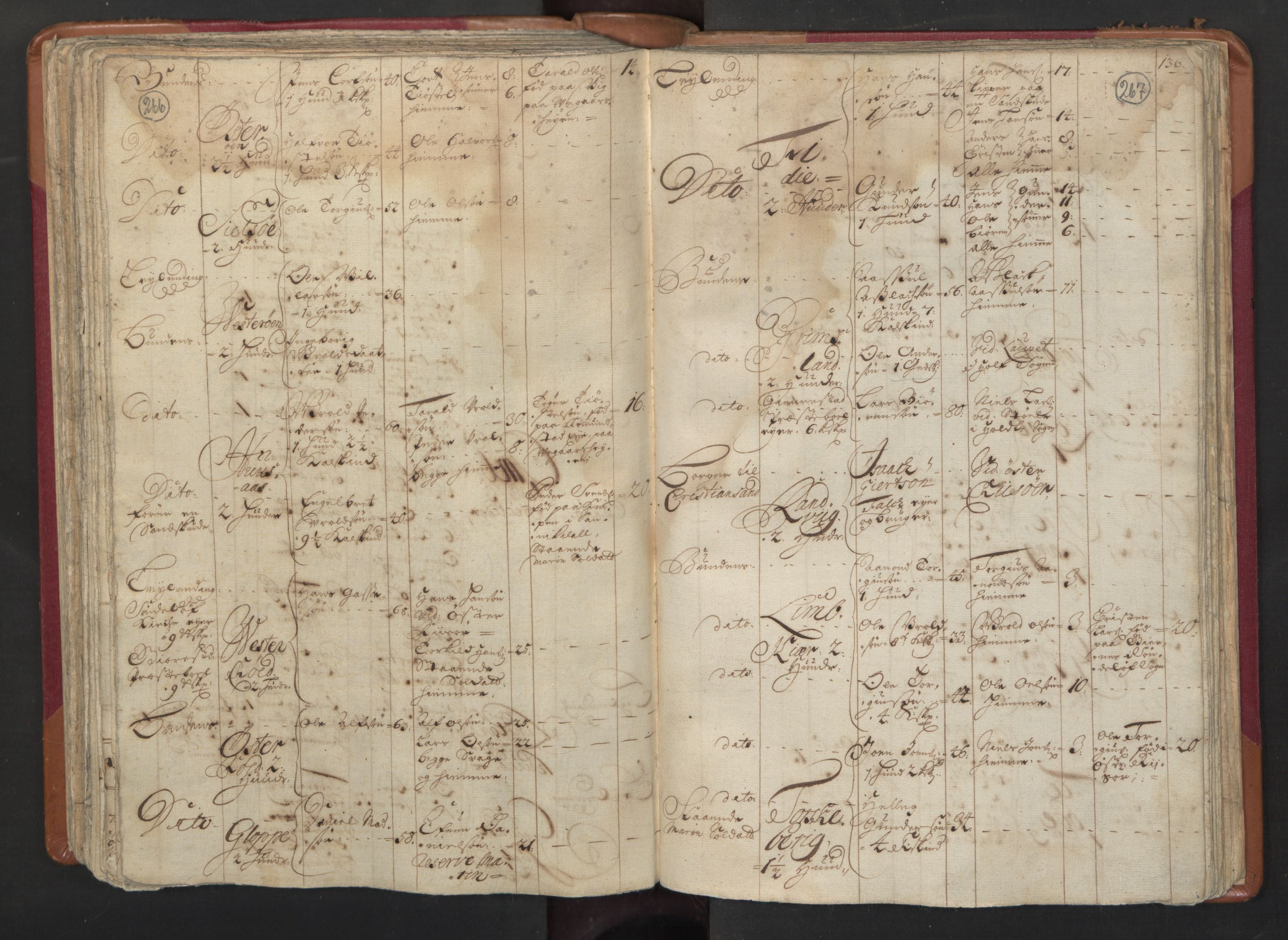 RA, Census (manntall) 1701, no. 3: Nedenes fogderi, 1701, p. 266-267