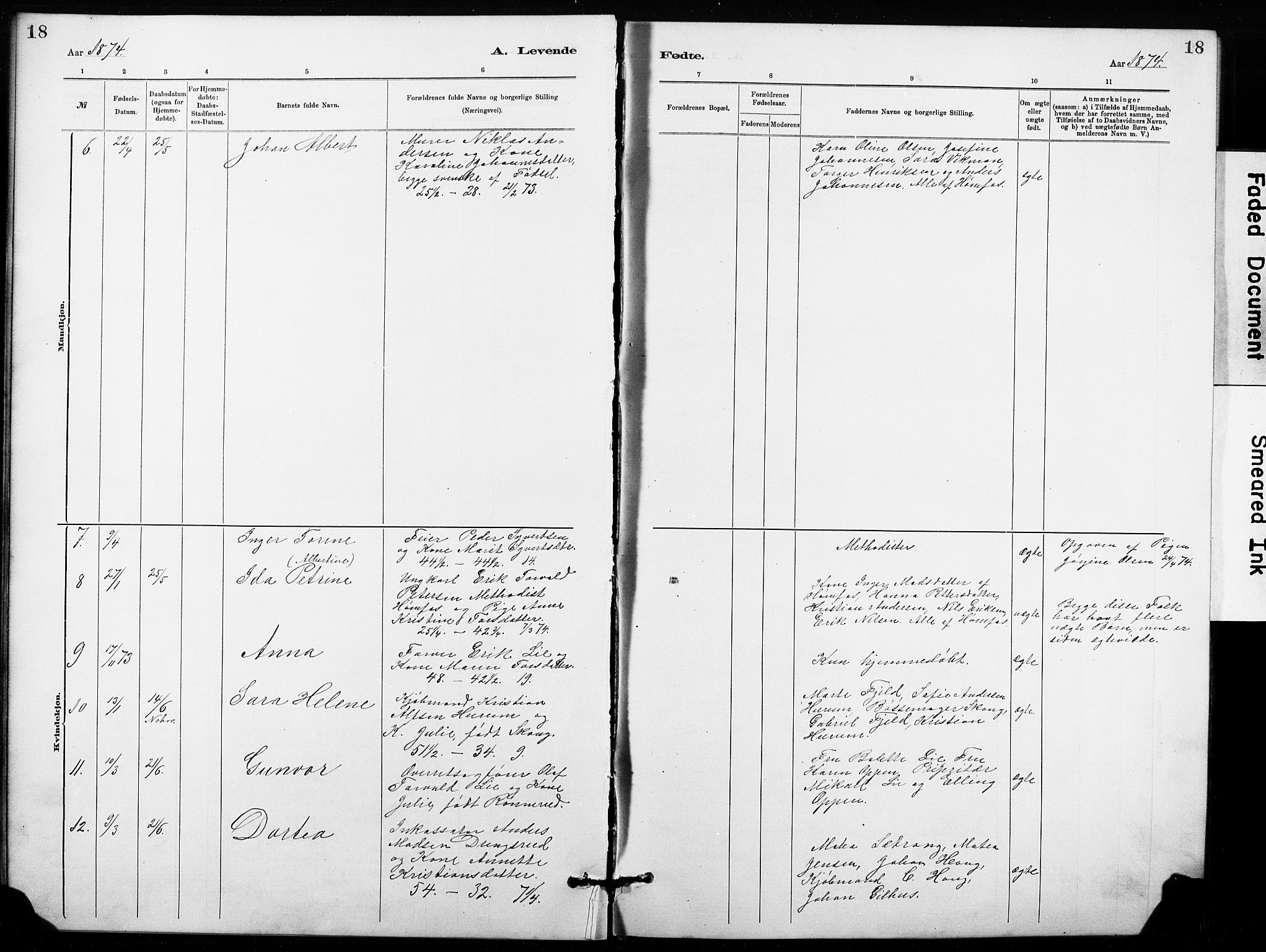 Hønefoss kirkebøker, AV/SAKO-A-609/G/Ga/L0001: Parish register (copy) no. 1, 1870-1887, p. 18