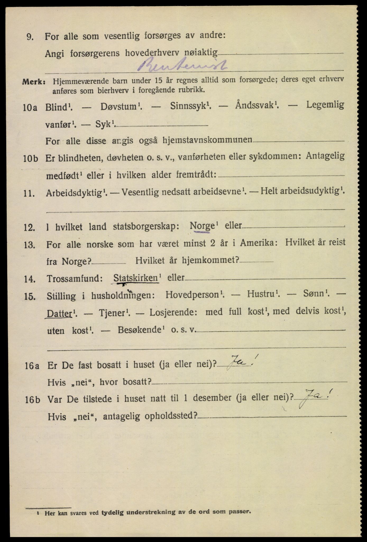 SAH, 1920 census for Lillehammer, 1920, p. 5813