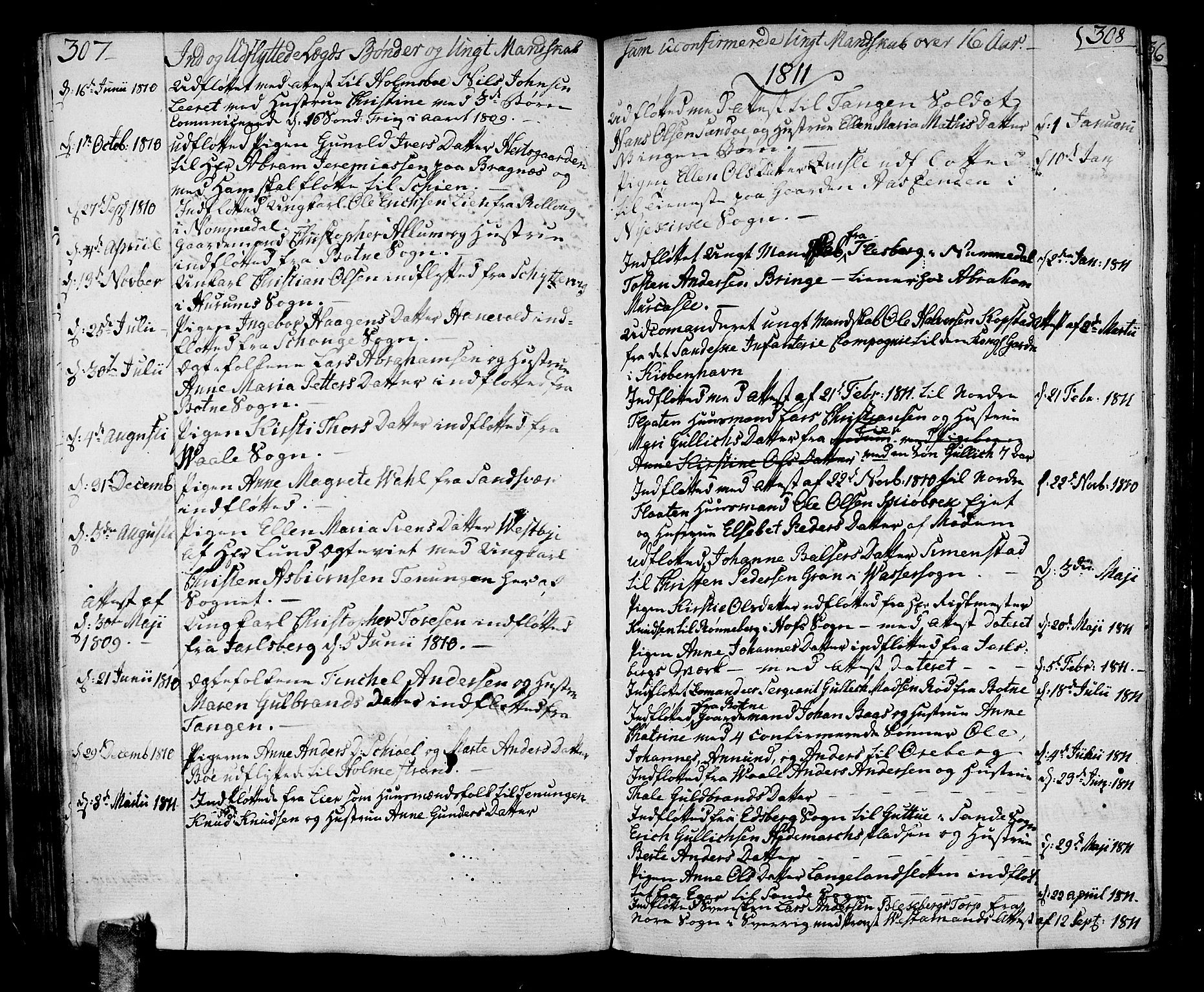 Sande Kirkebøker, SAKO/A-53/F/Fa/L0002: Parish register (official) no. 2, 1804-1814, p. 307-308