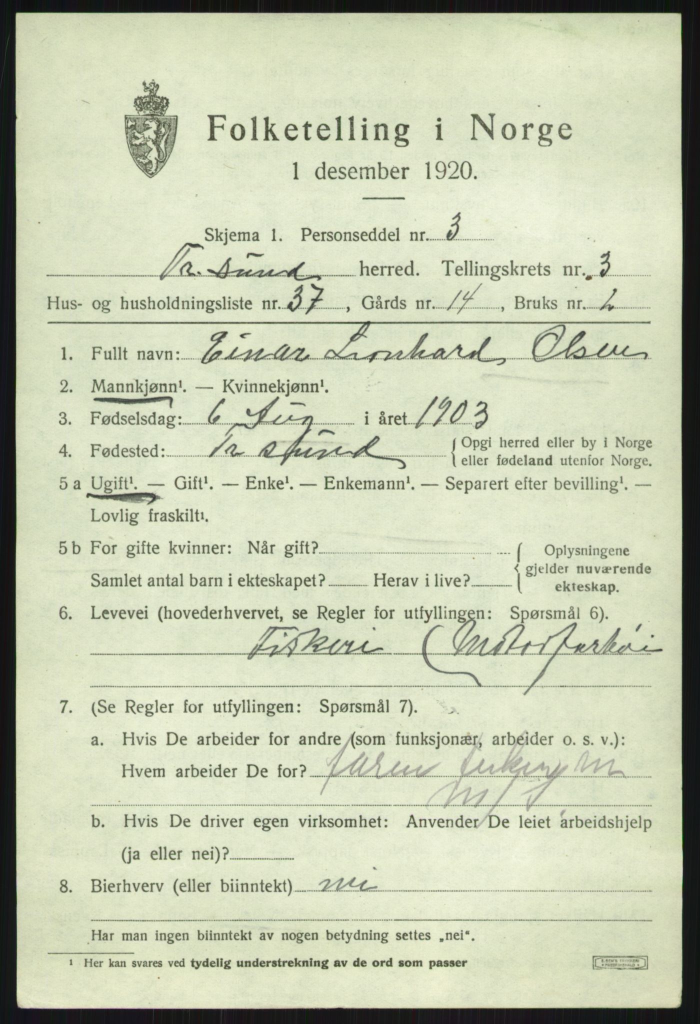 SATØ, 1920 census for Tromsøysund, 1920, p. 3184