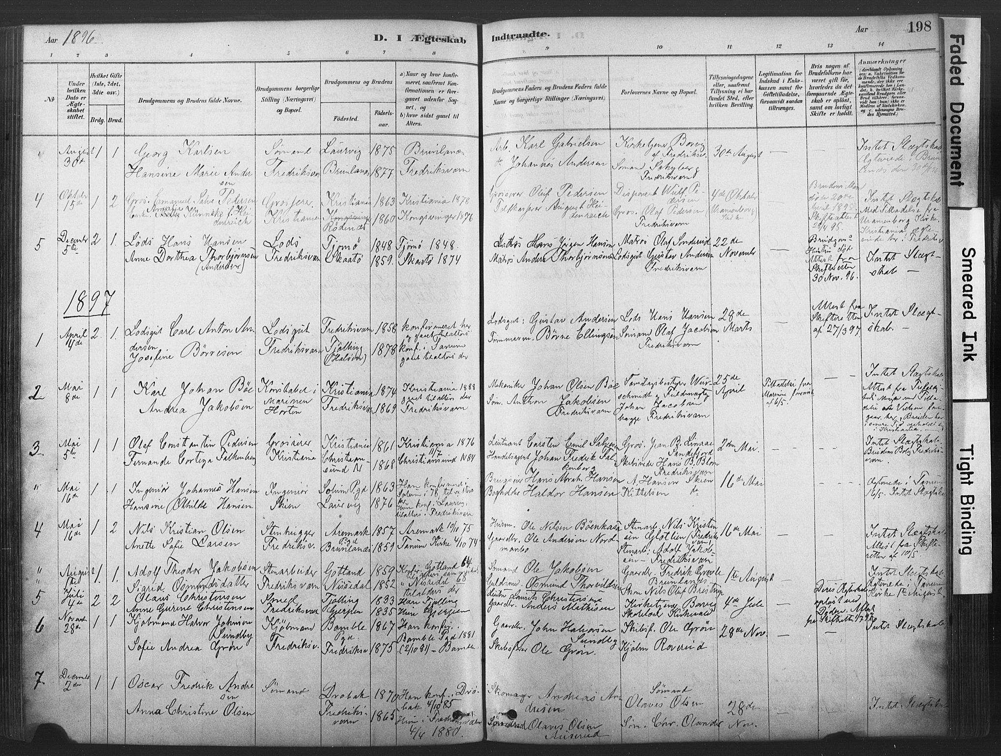 Stavern kirkebøker, SAKO/A-318/F/Fa/L0008: Parish register (official) no. 8, 1878-1905, p. 198