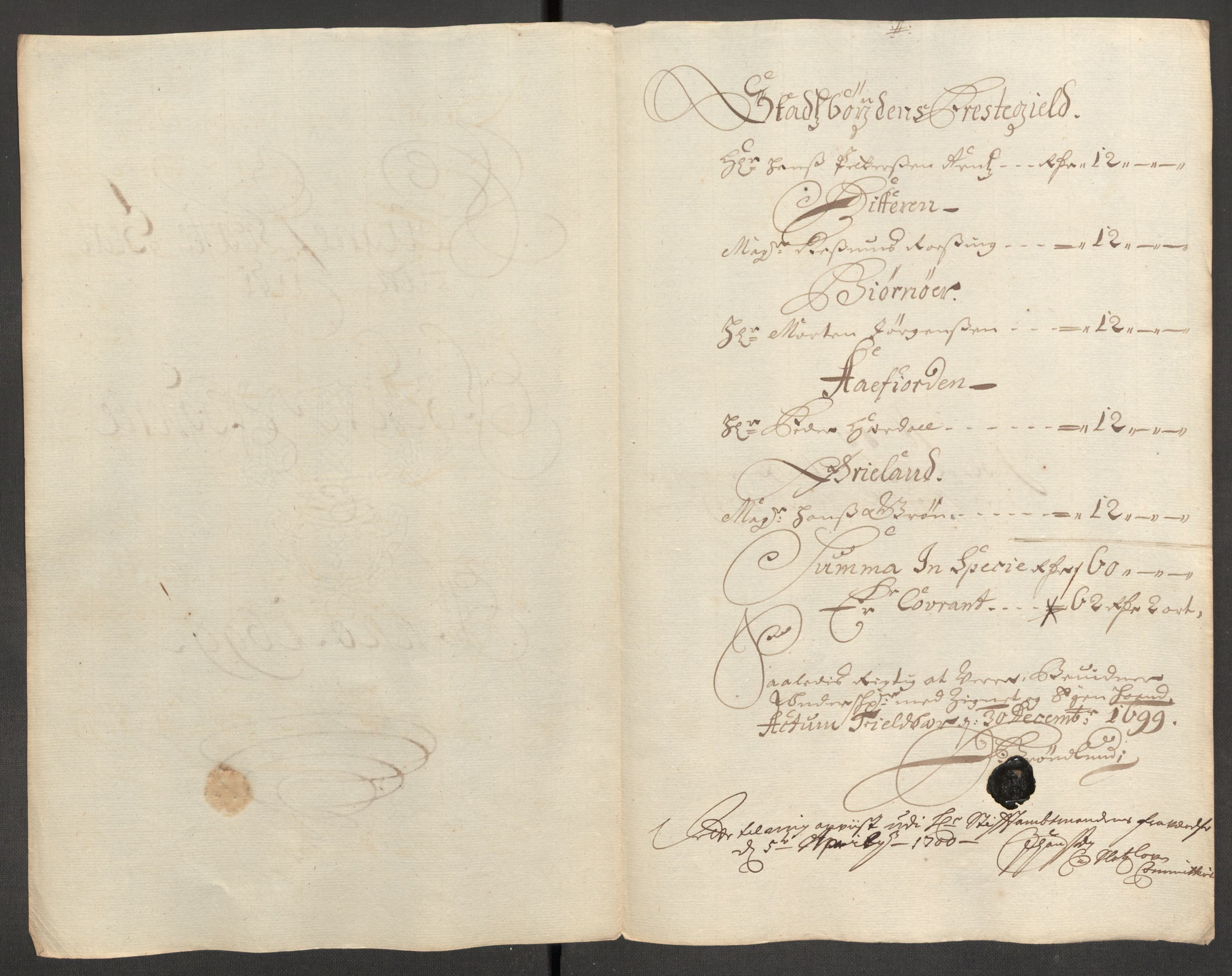 Rentekammeret inntil 1814, Reviderte regnskaper, Fogderegnskap, RA/EA-4092/R57/L3853: Fogderegnskap Fosen, 1698-1699, p. 333