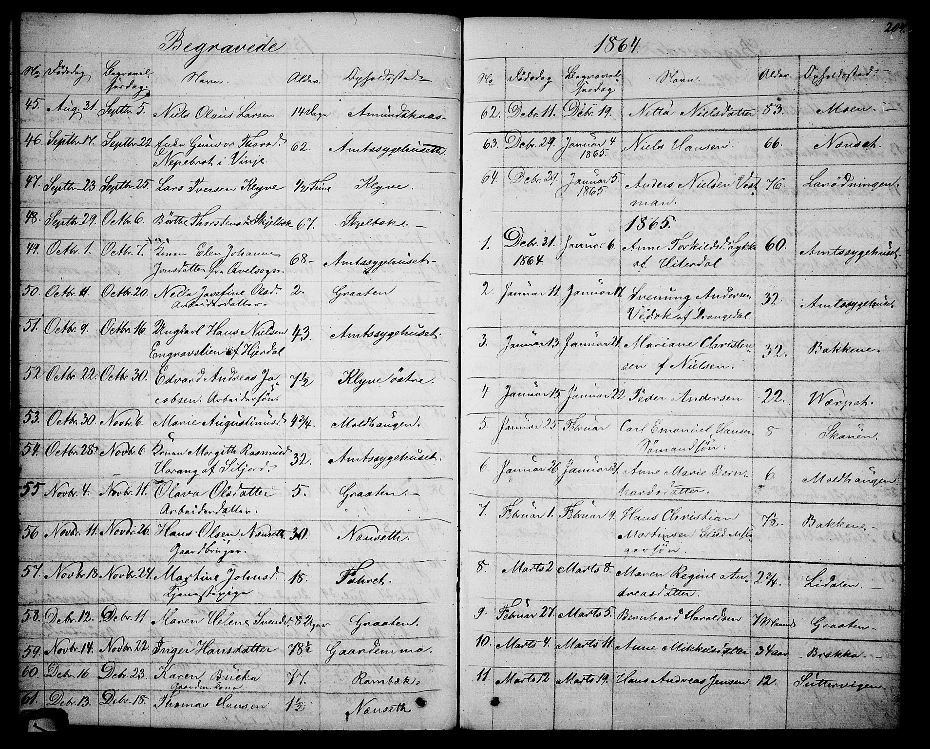 Solum kirkebøker, SAKO/A-306/G/Ga/L0004: Parish register (copy) no. I 4, 1859-1876, p. 204