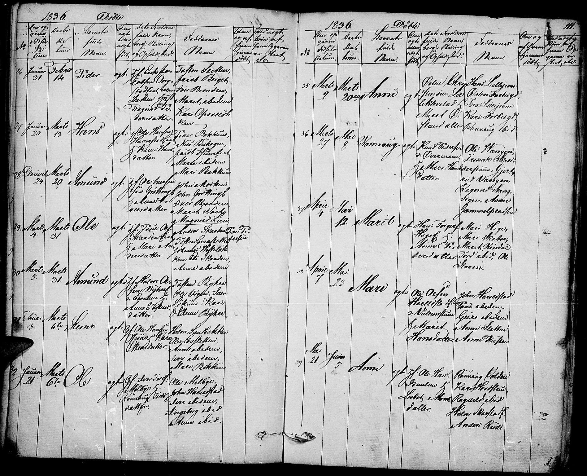 Fron prestekontor, AV/SAH-PREST-078/H/Ha/Haa/L0003: Parish register (official) no. 3, 1828-1838, p. 111