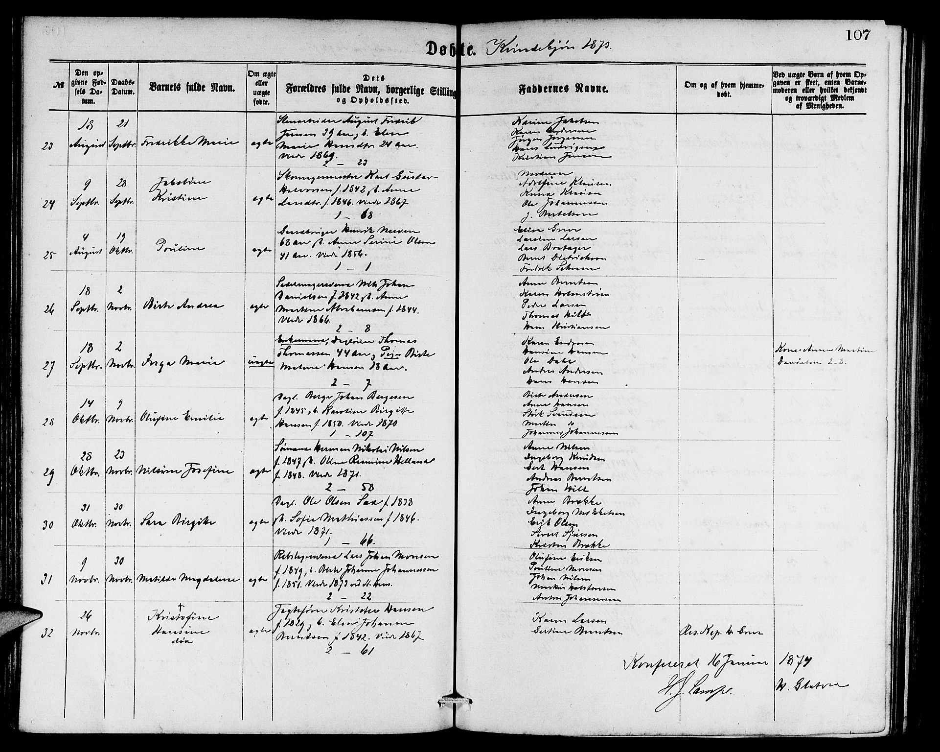 Sandviken Sokneprestembete, SAB/A-77601/H/Hb: Parish register (copy) no. A 1, 1867-1879, p. 107