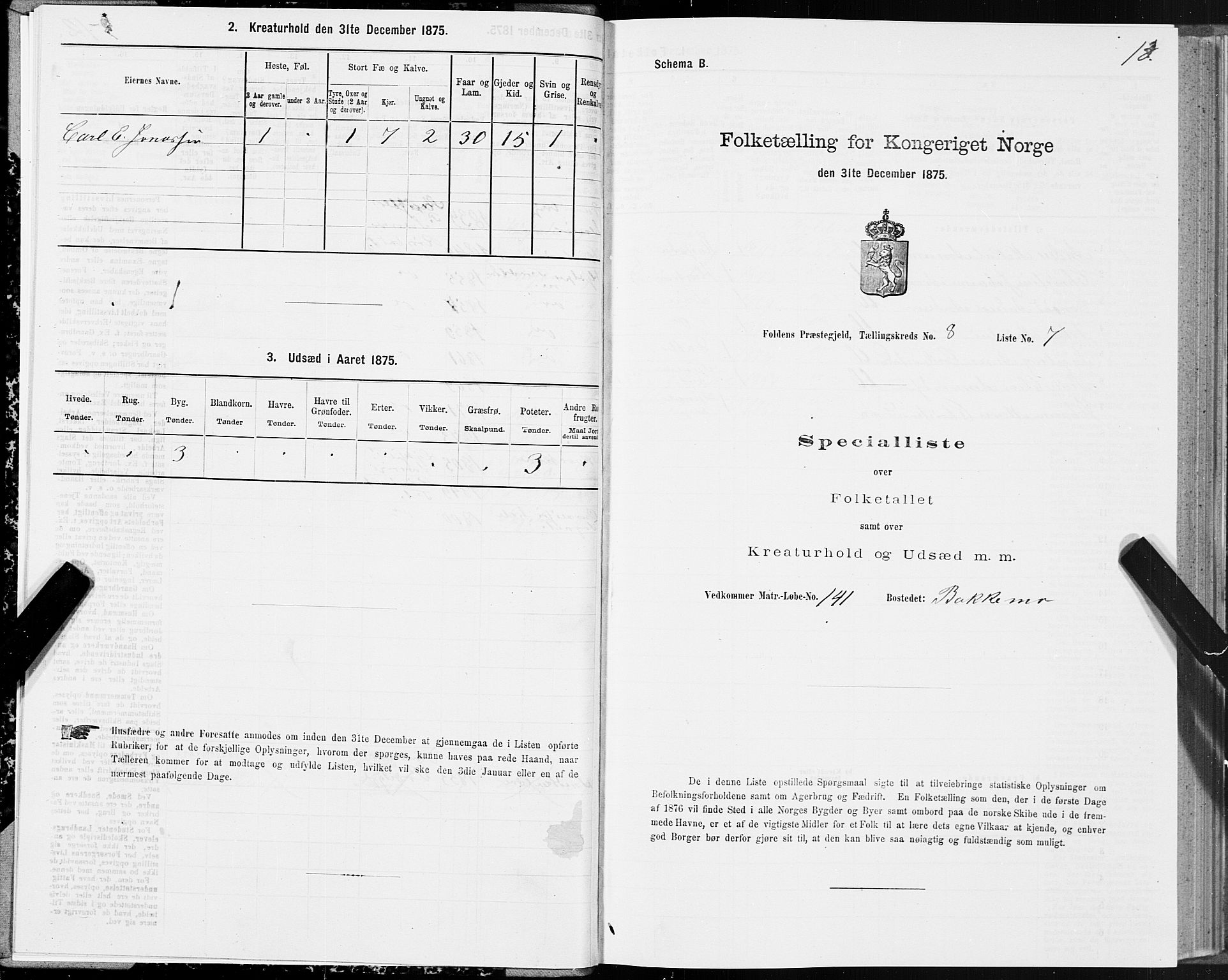 SAT, 1875 census for 1845P Folda, 1875, p. 3013